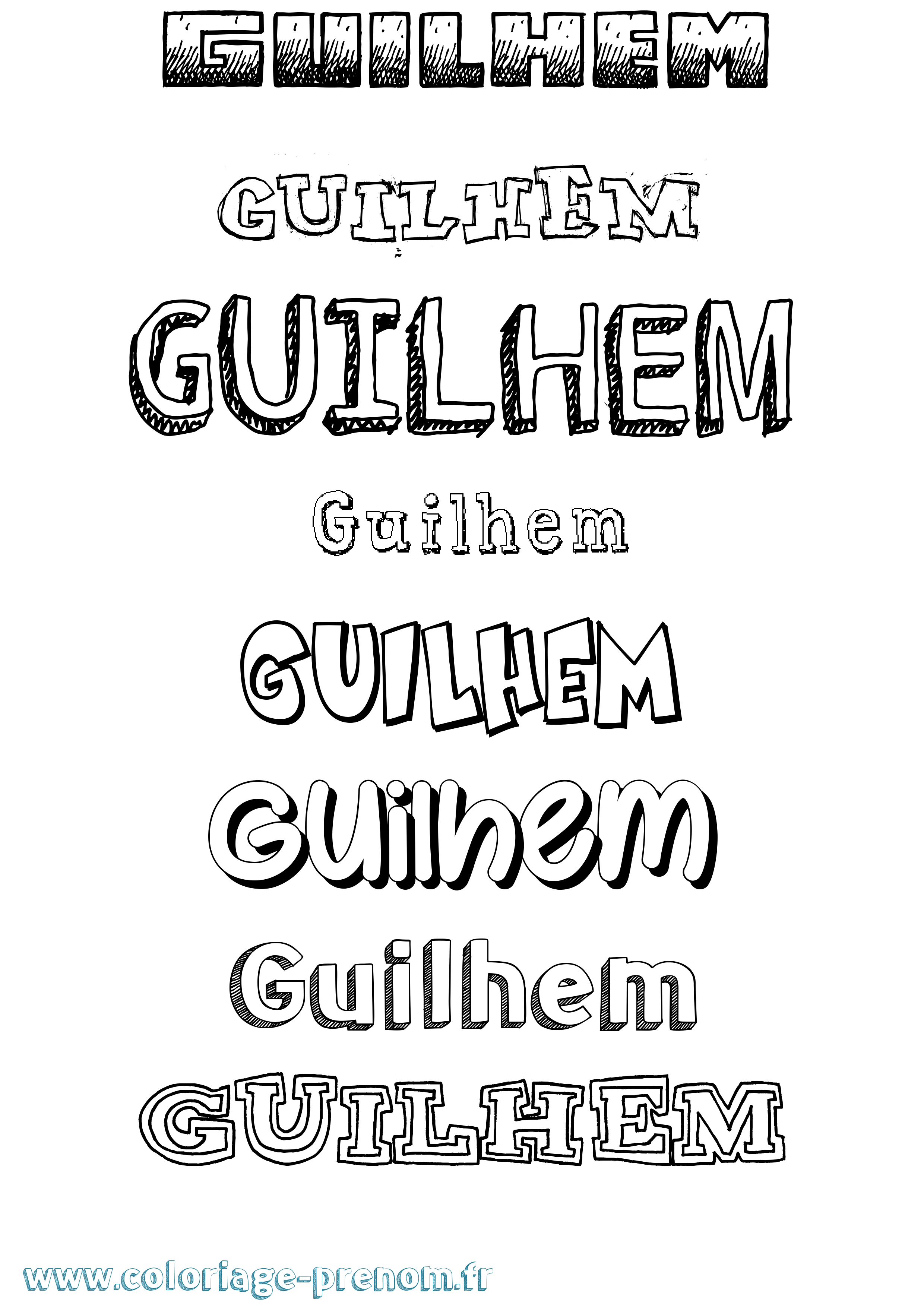 Coloriage Guilhem Dessiné Coloriage prénom Guilhem Dessiné