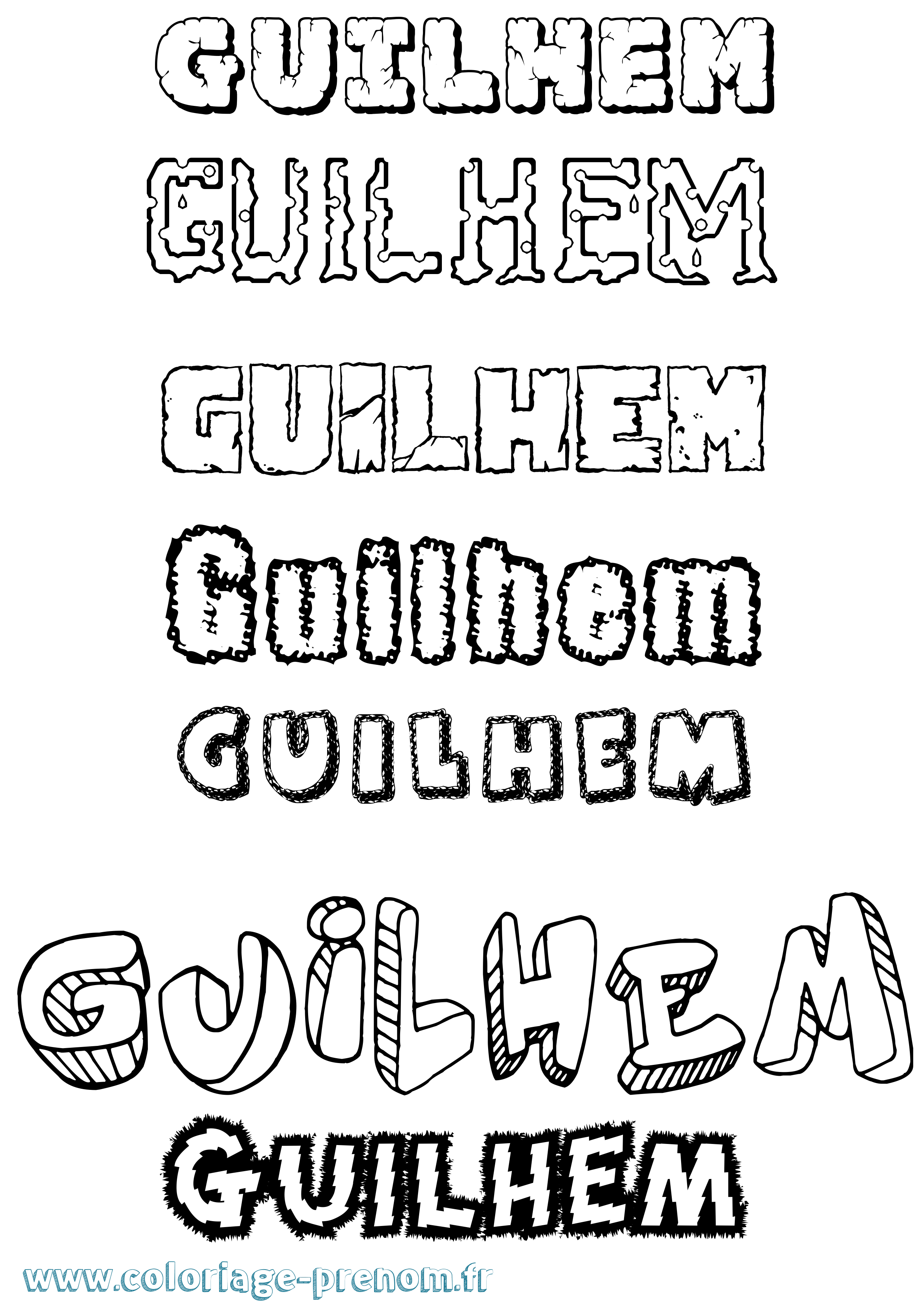 Coloriage prénom Guilhem Destructuré