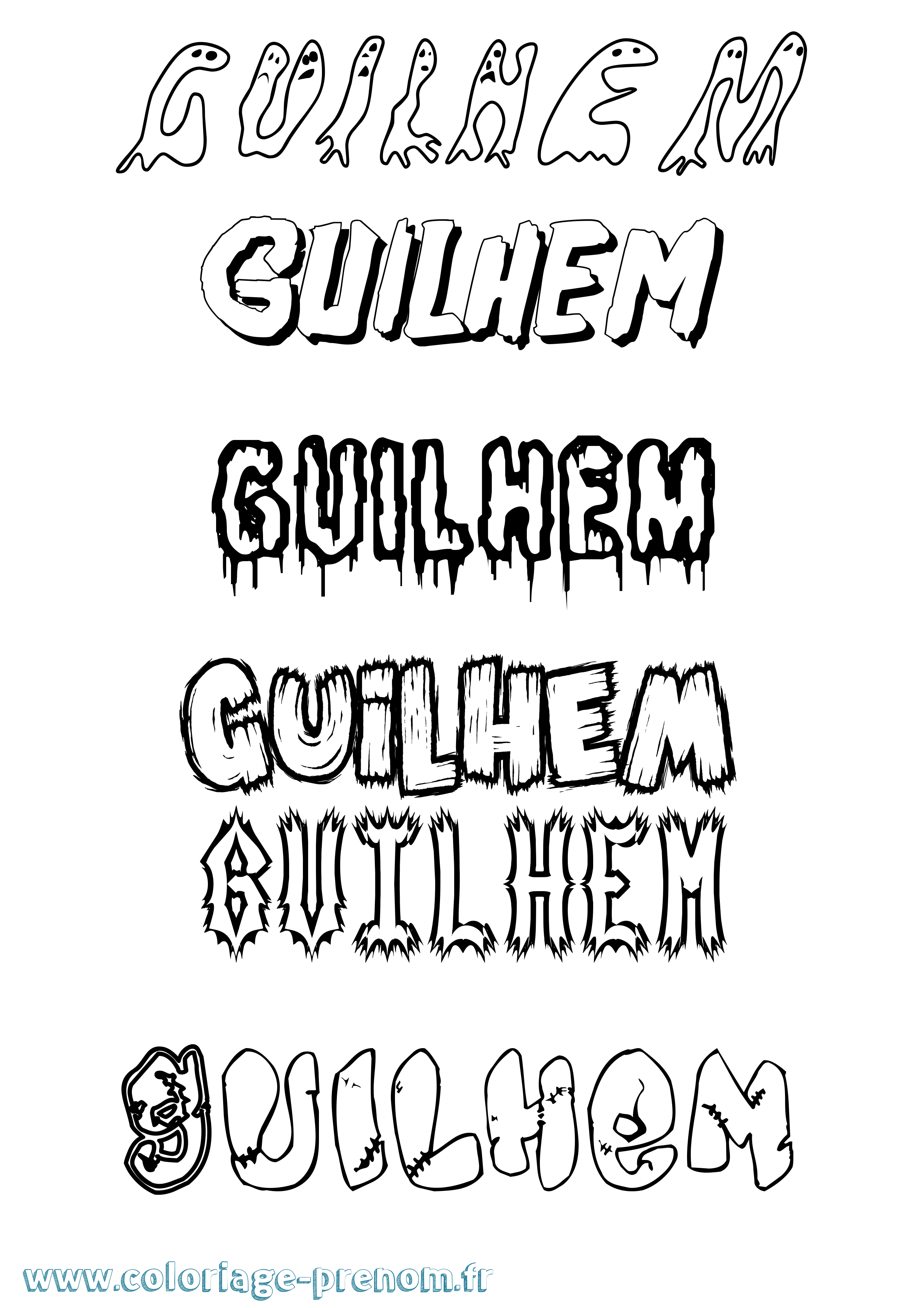 Coloriage Guilhem Frisson Coloriage prénom Guilhem Frisson