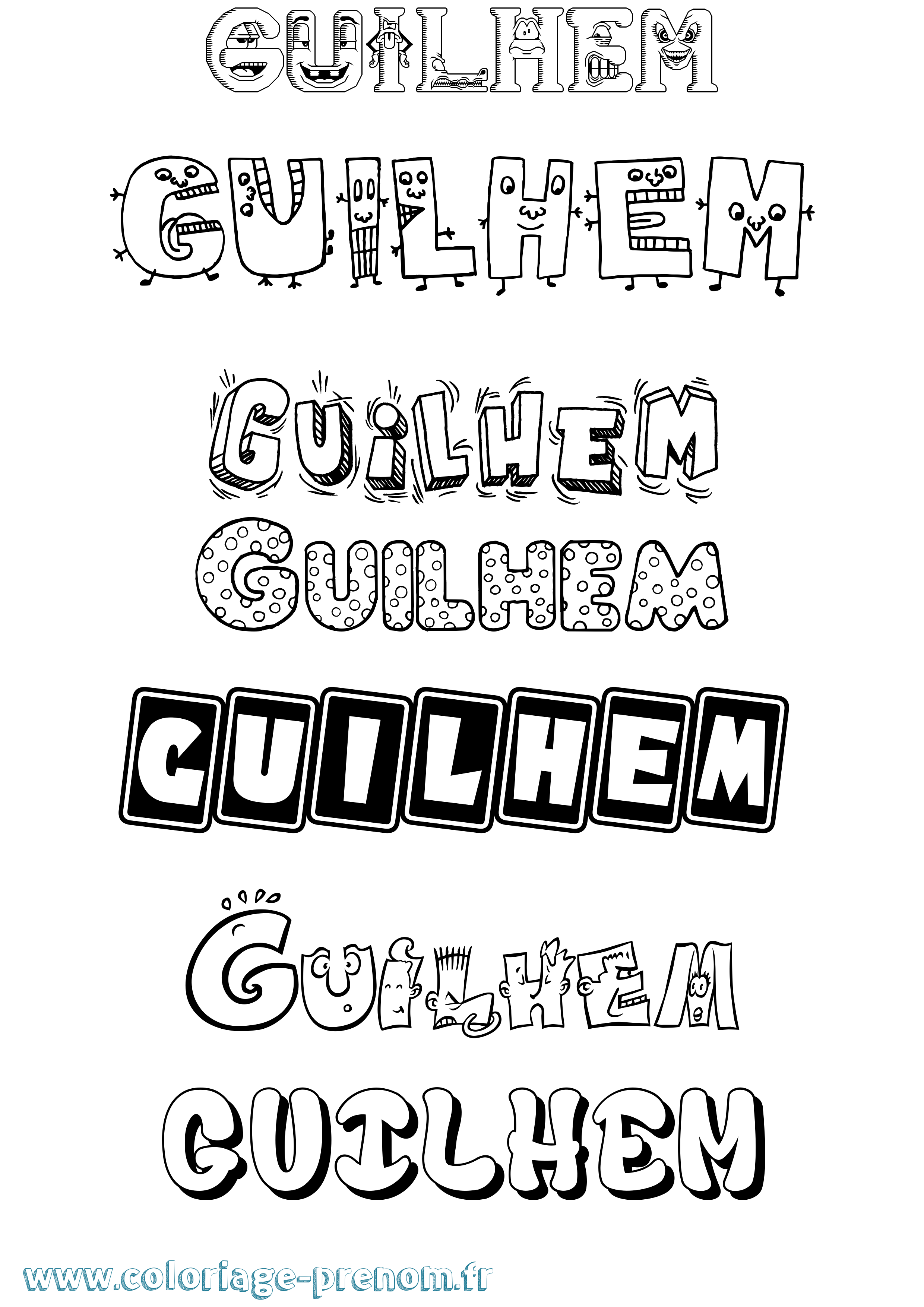 Coloriage Guilhem Fun Coloriage prénom Guilhem Fun