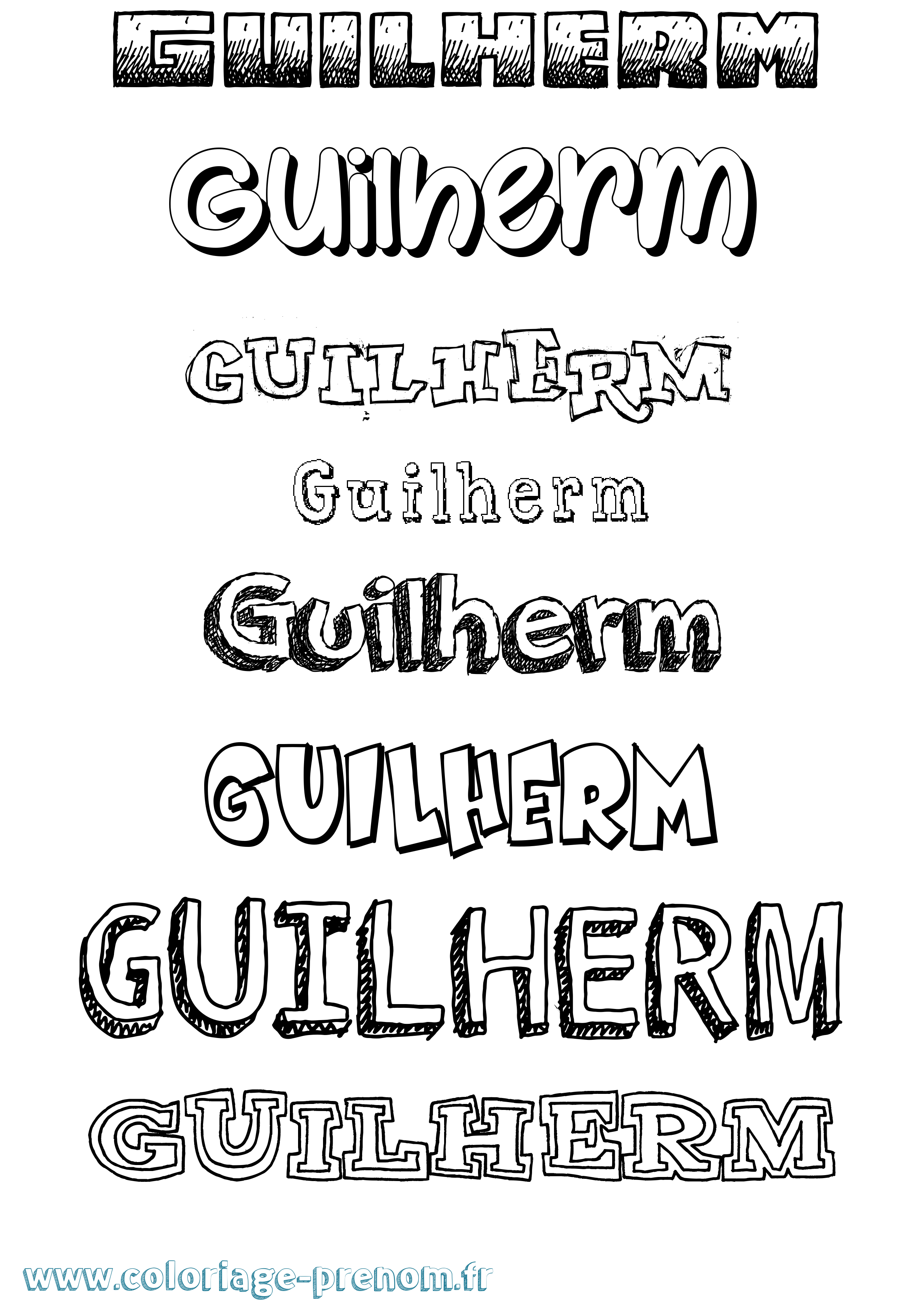 Coloriage prénom Guilherm Dessiné