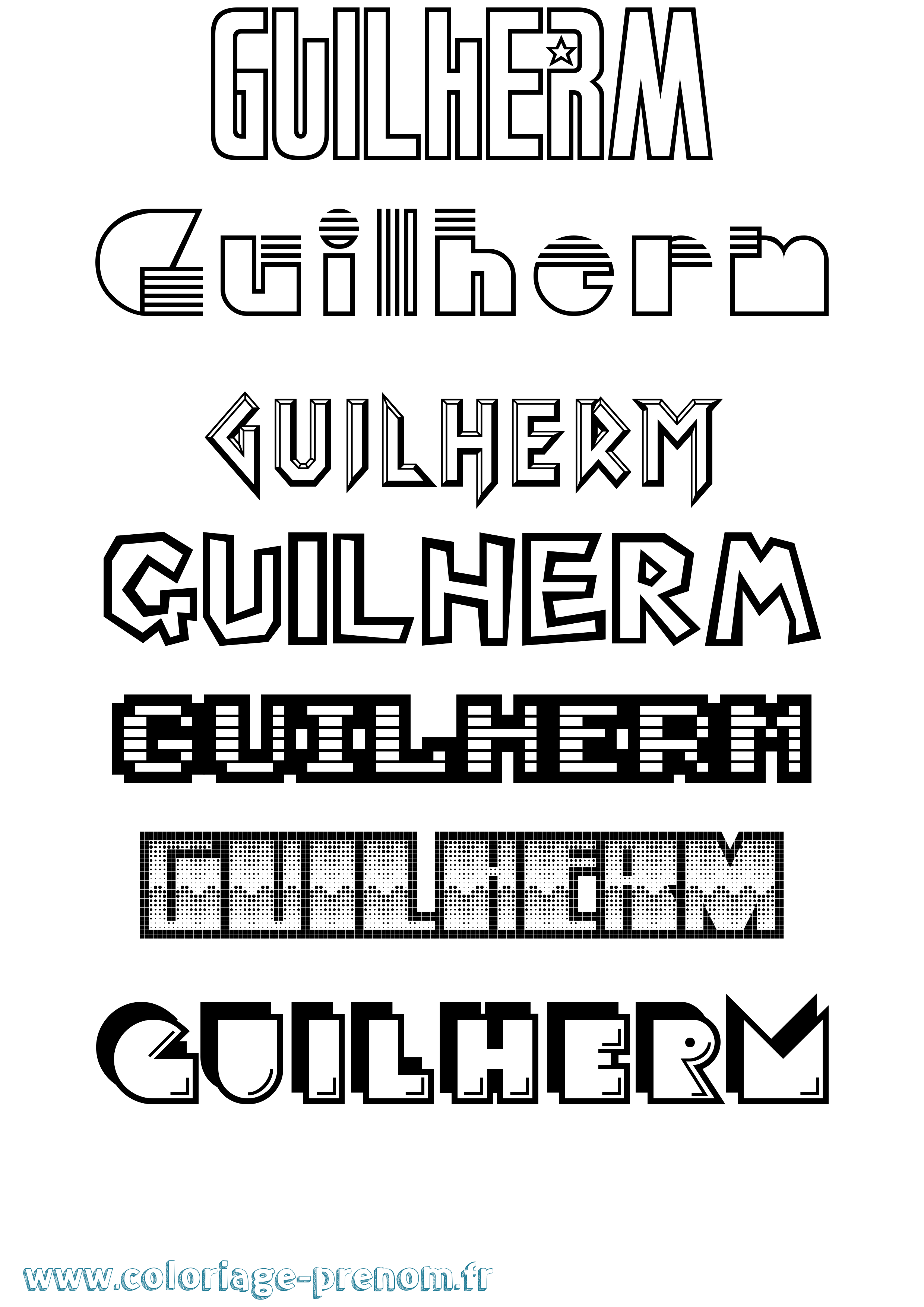 Coloriage prénom Guilherm Jeux Vidéos