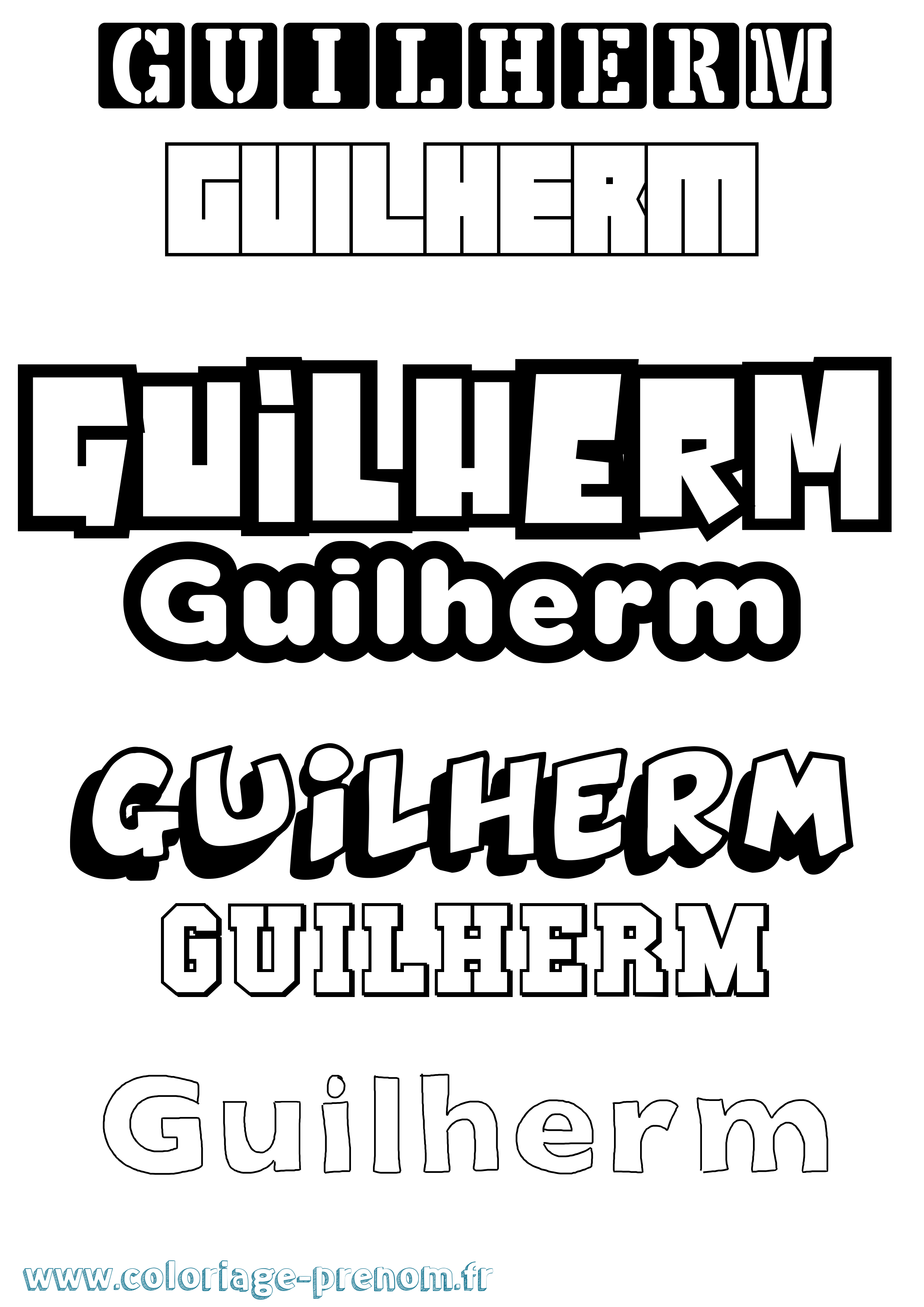 Coloriage prénom Guilherm Simple
