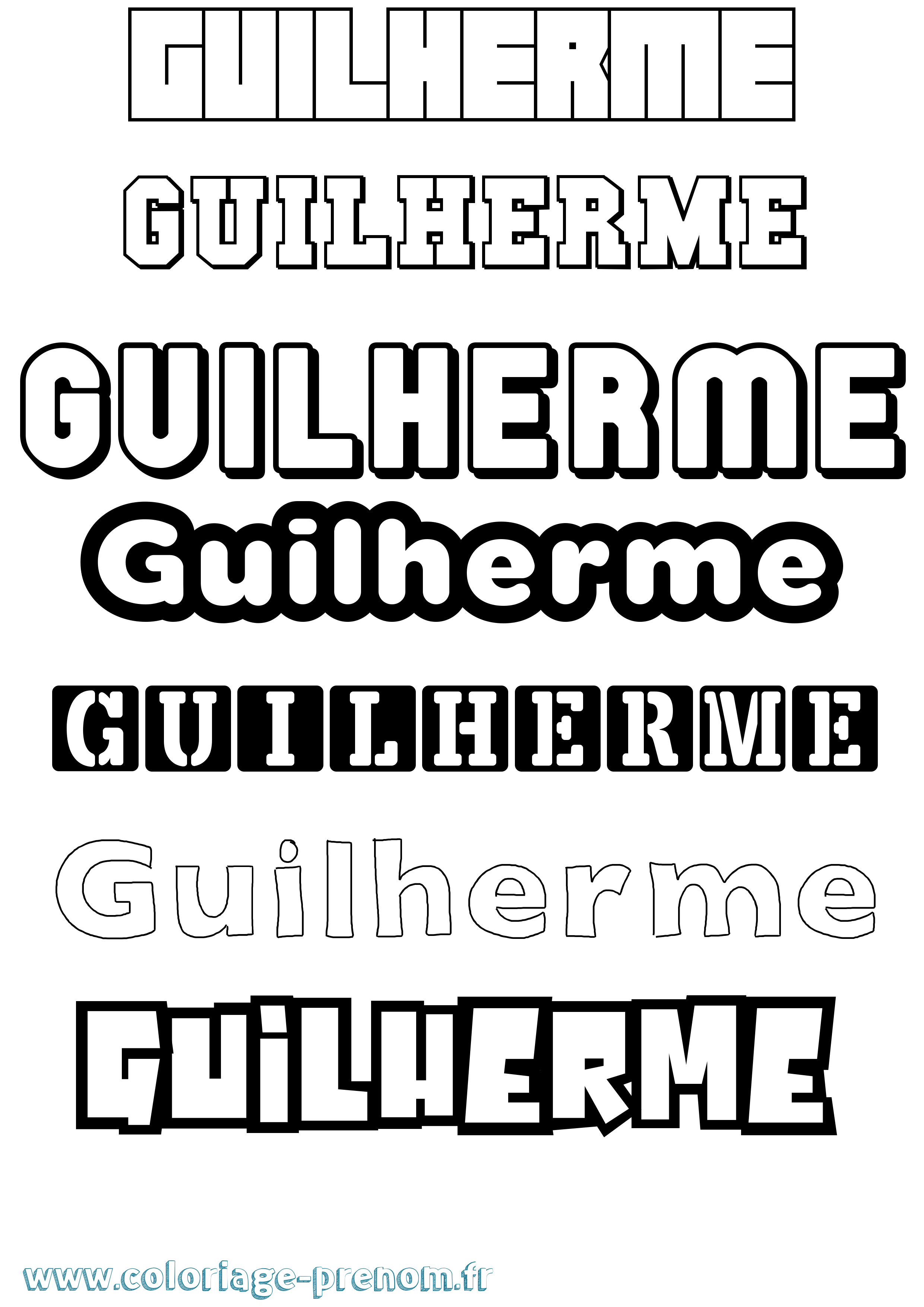Coloriage prénom Guilherme Simple