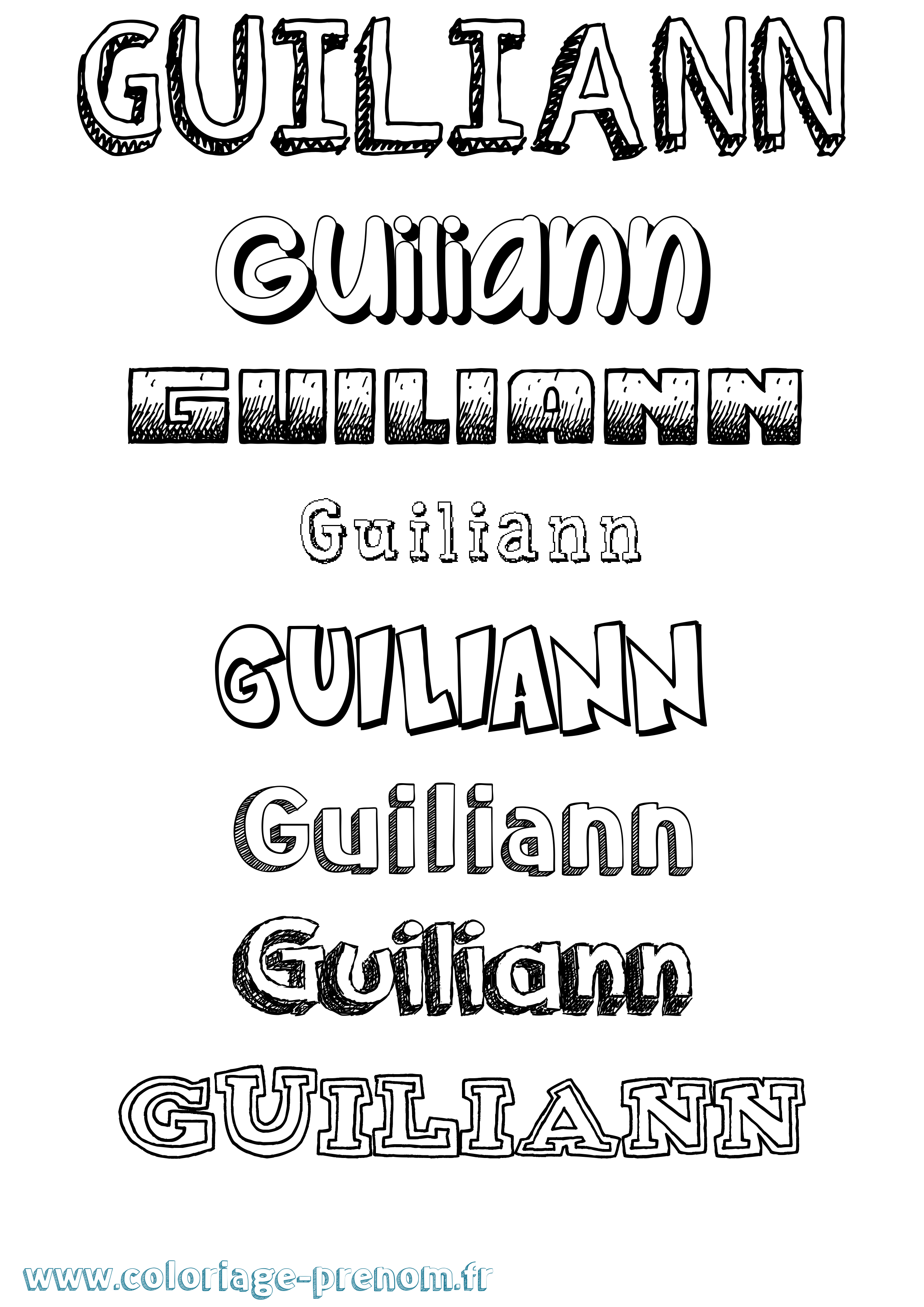 Coloriage Guiliann Dessiné Coloriage prénom Guiliann Dessiné