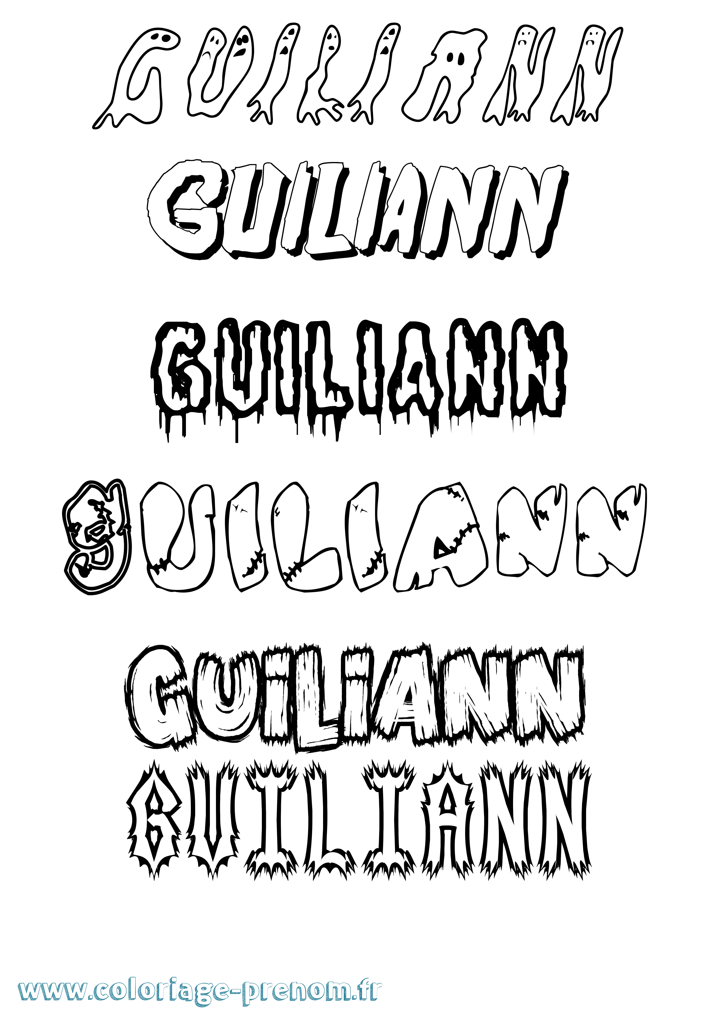 Coloriage Guiliann Frisson Coloriage prénom Guiliann Frisson