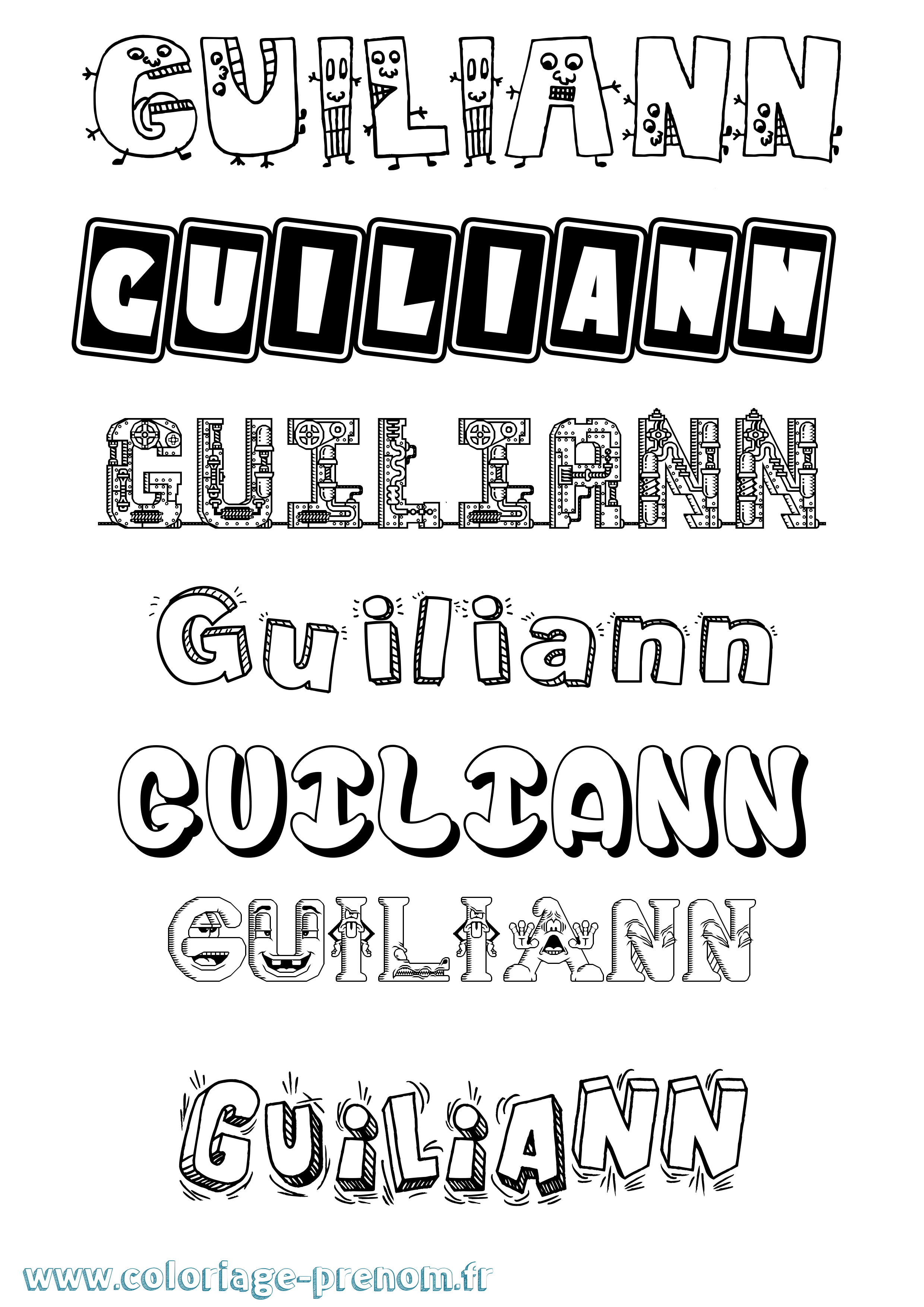 Coloriage Guiliann Fun Coloriage prénom Guiliann Fun
