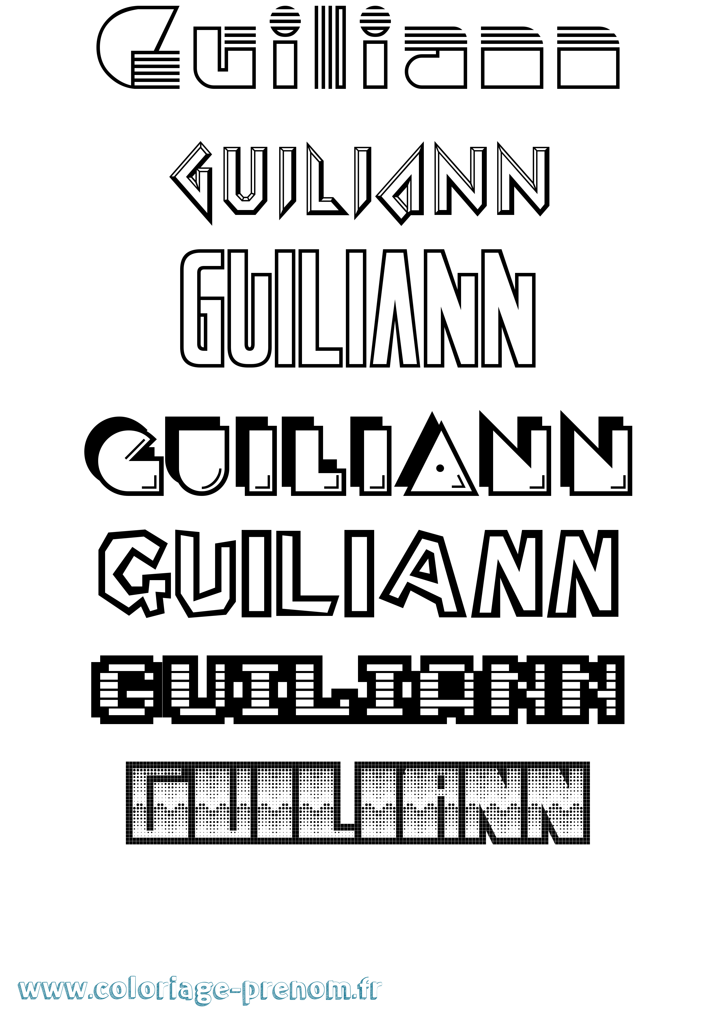 Coloriage Guiliann Jeux Vidéos Coloriage prénom Guiliann Jeux Vidéos
