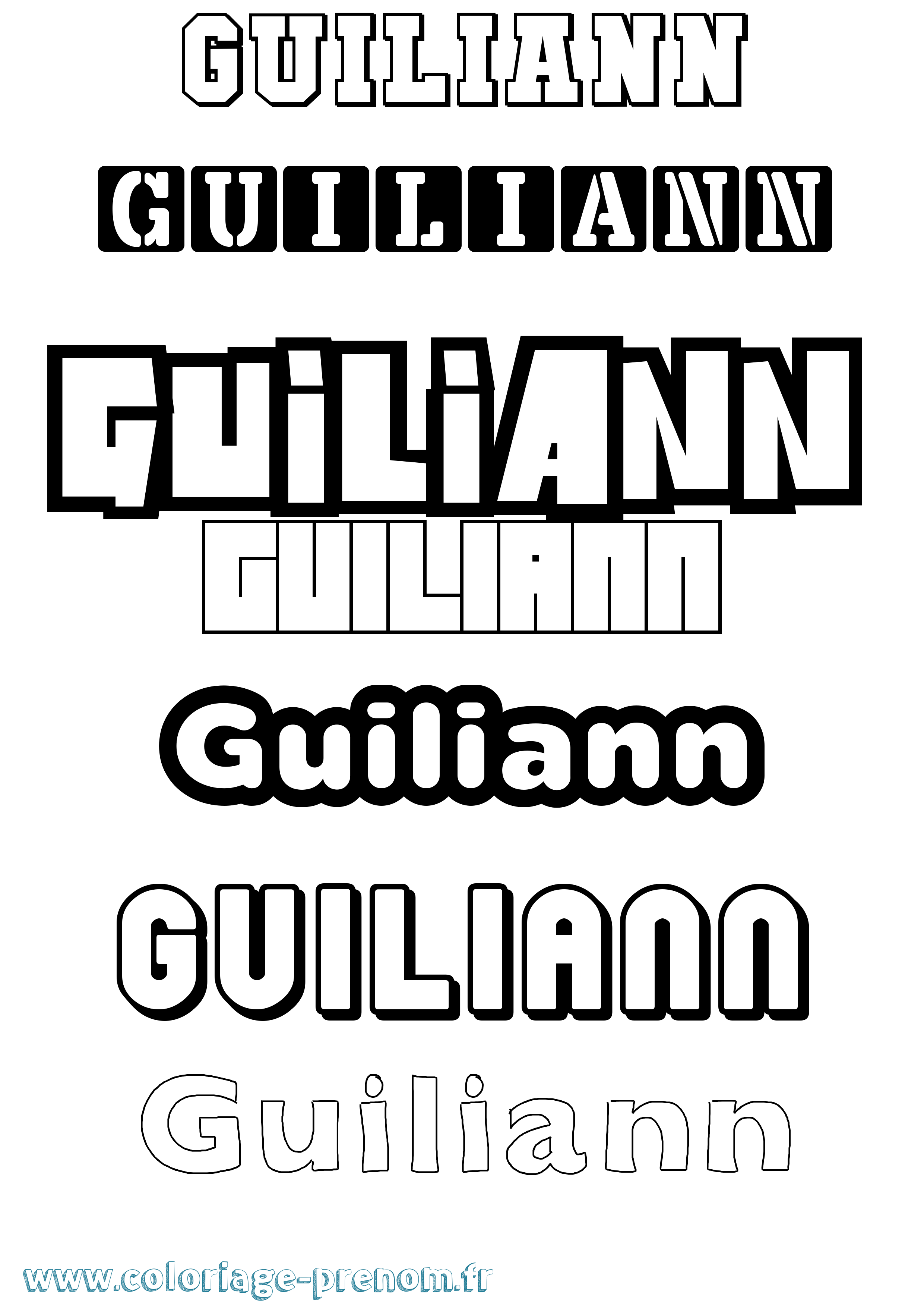Coloriage Guiliann Simple Coloriage prénom Guiliann Simple
