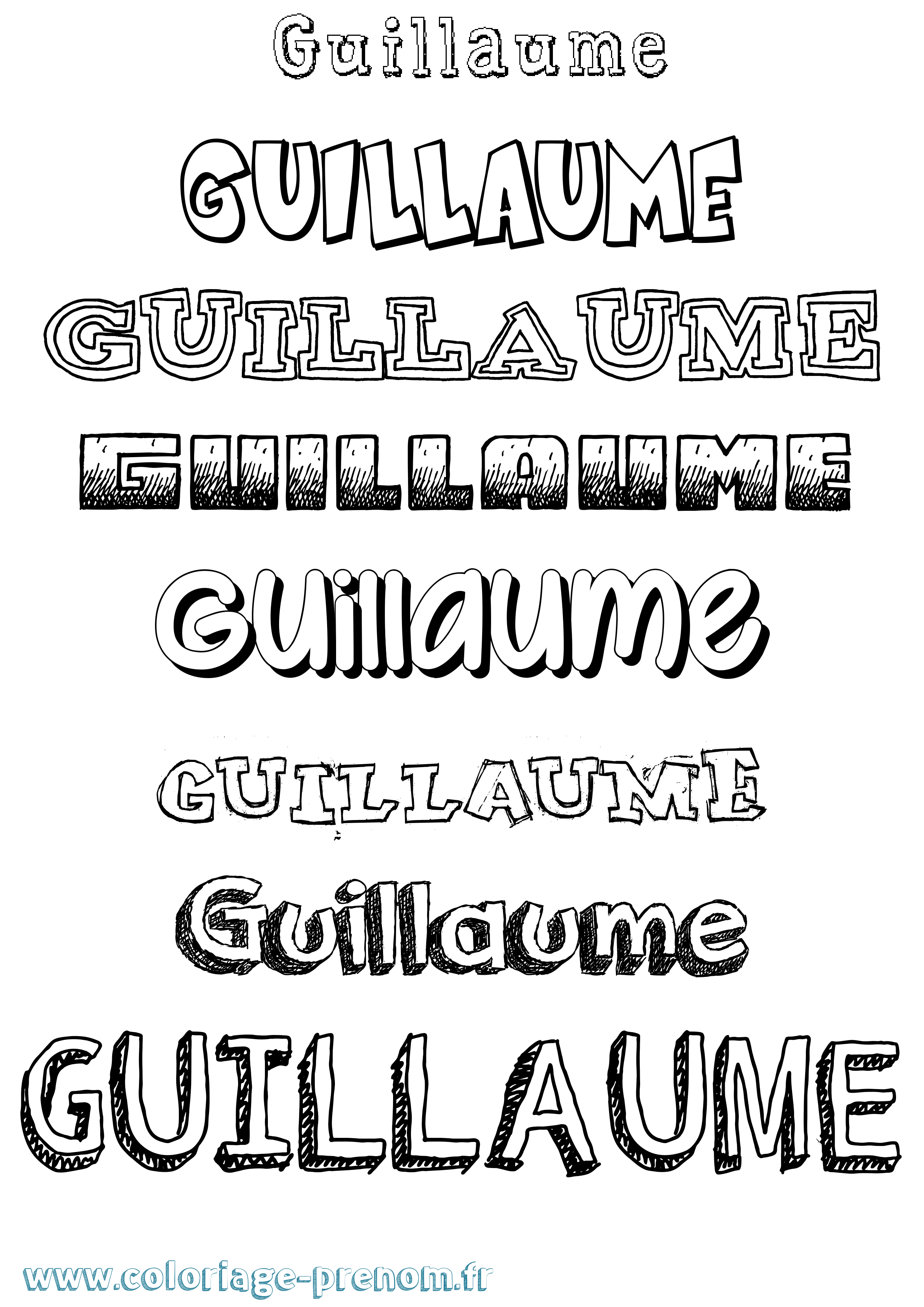 Coloriage prénom Guillaume Dessiné