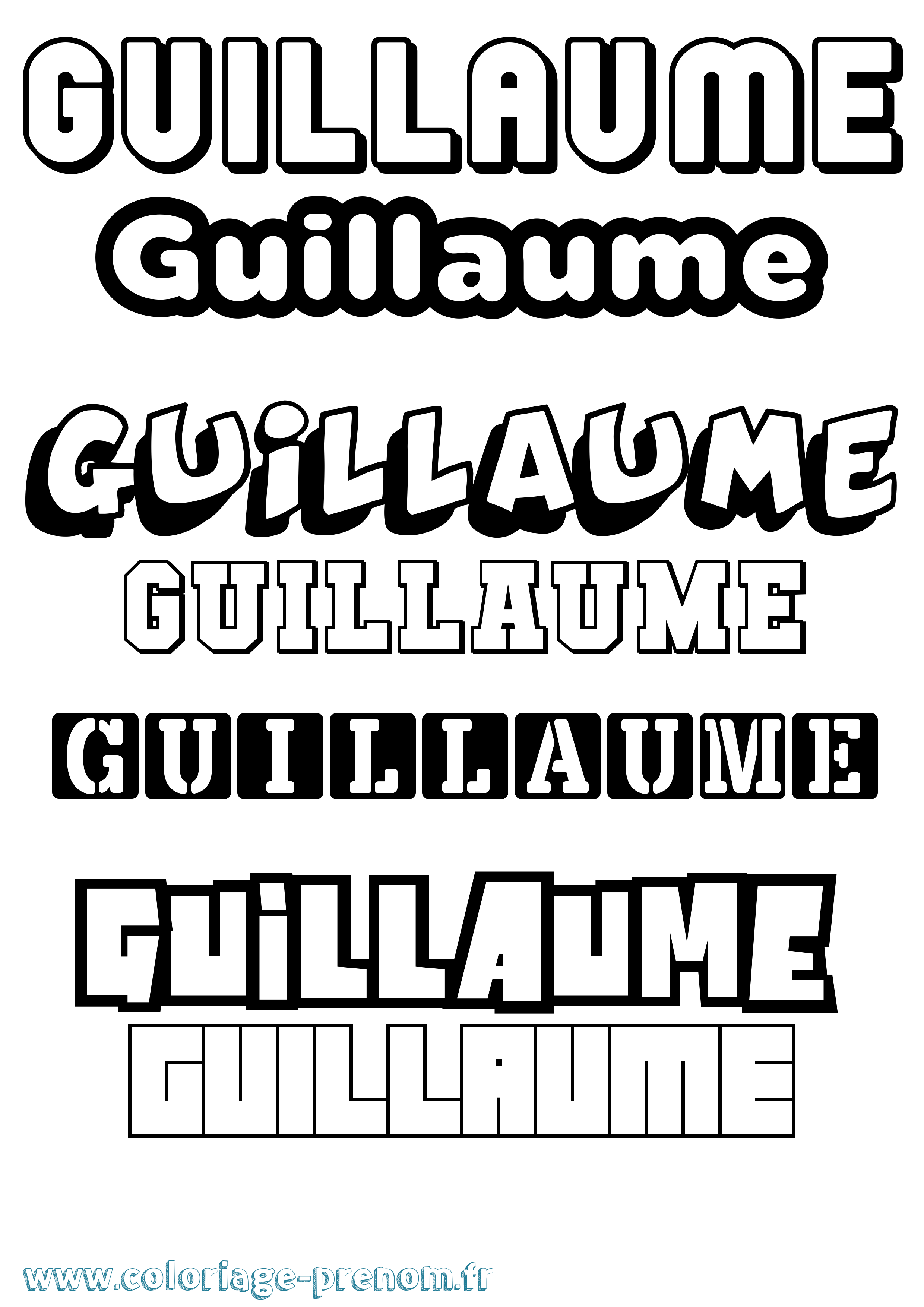 Coloriage prénom Guillaume Simple
