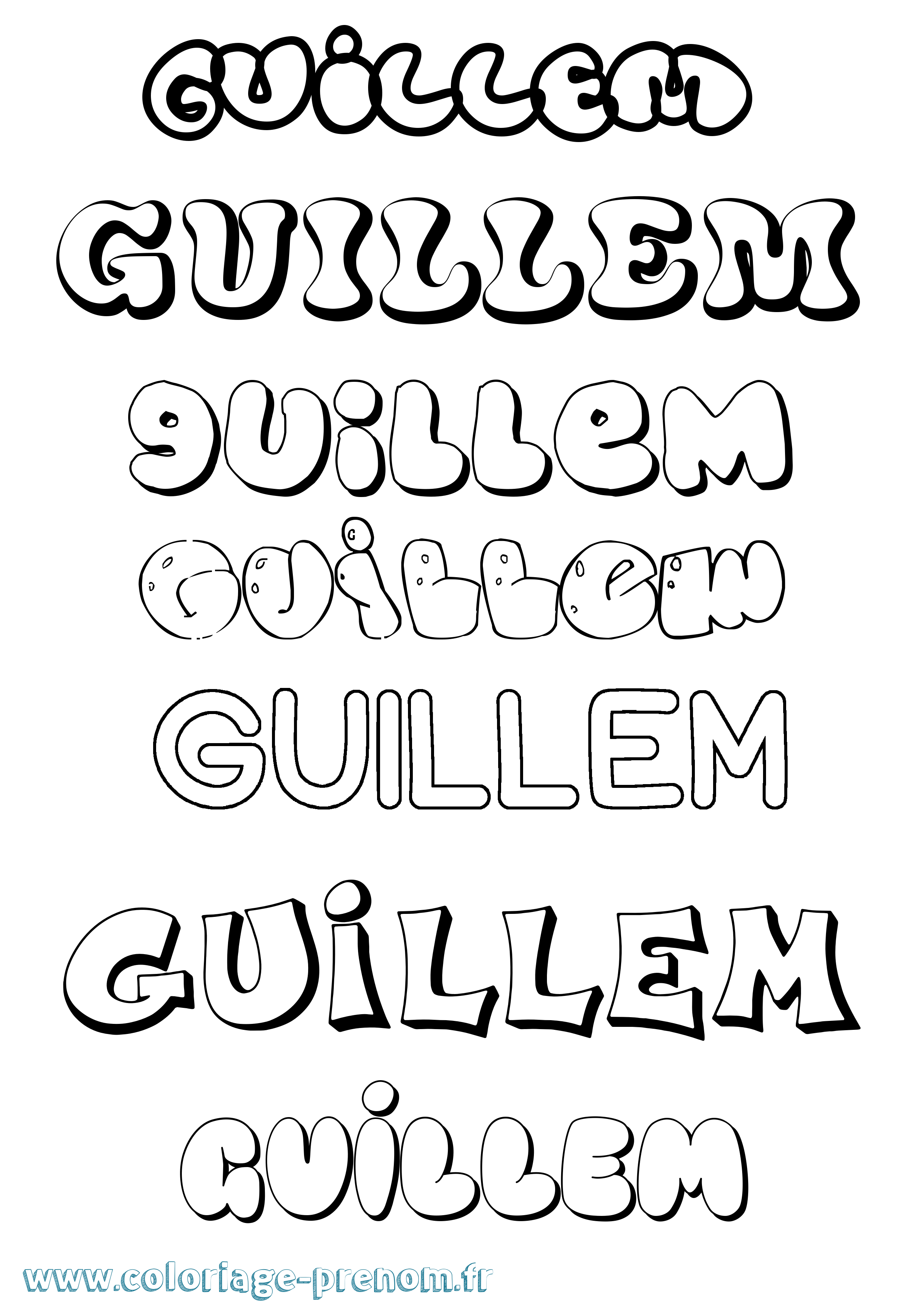 Coloriage Guillem Bubble Coloriage prénom Guillem Bubble