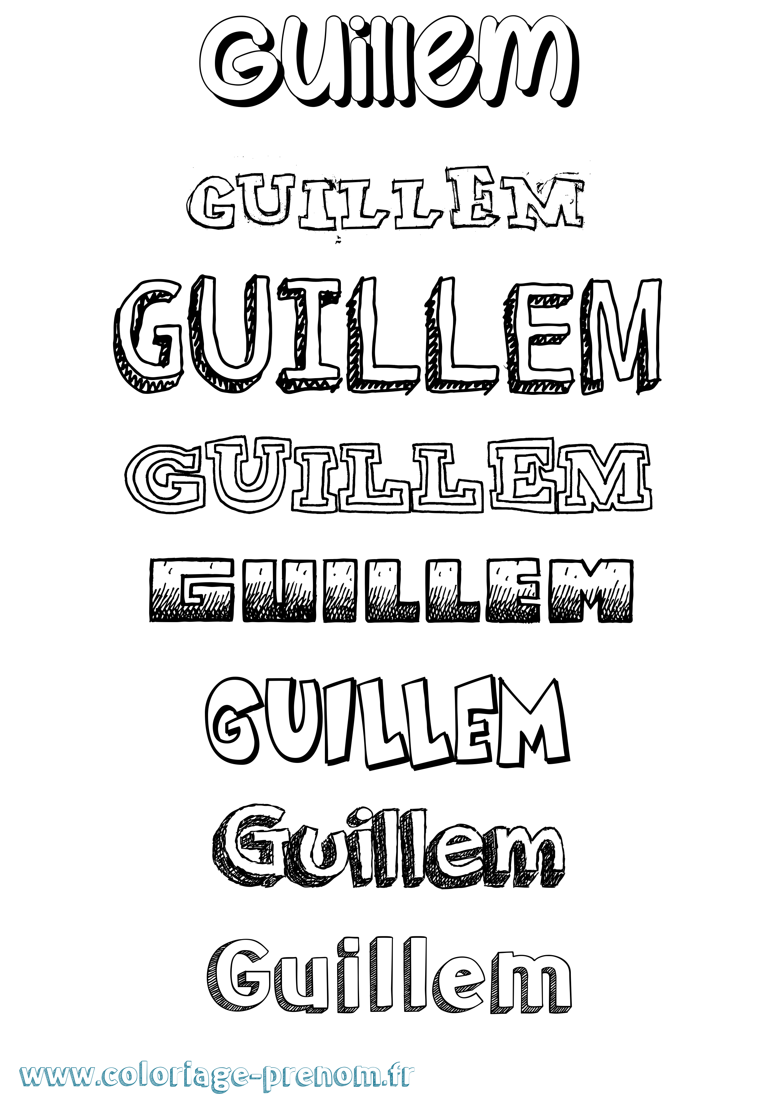 Coloriage Guillem Dessiné Coloriage prénom Guillem Dessiné