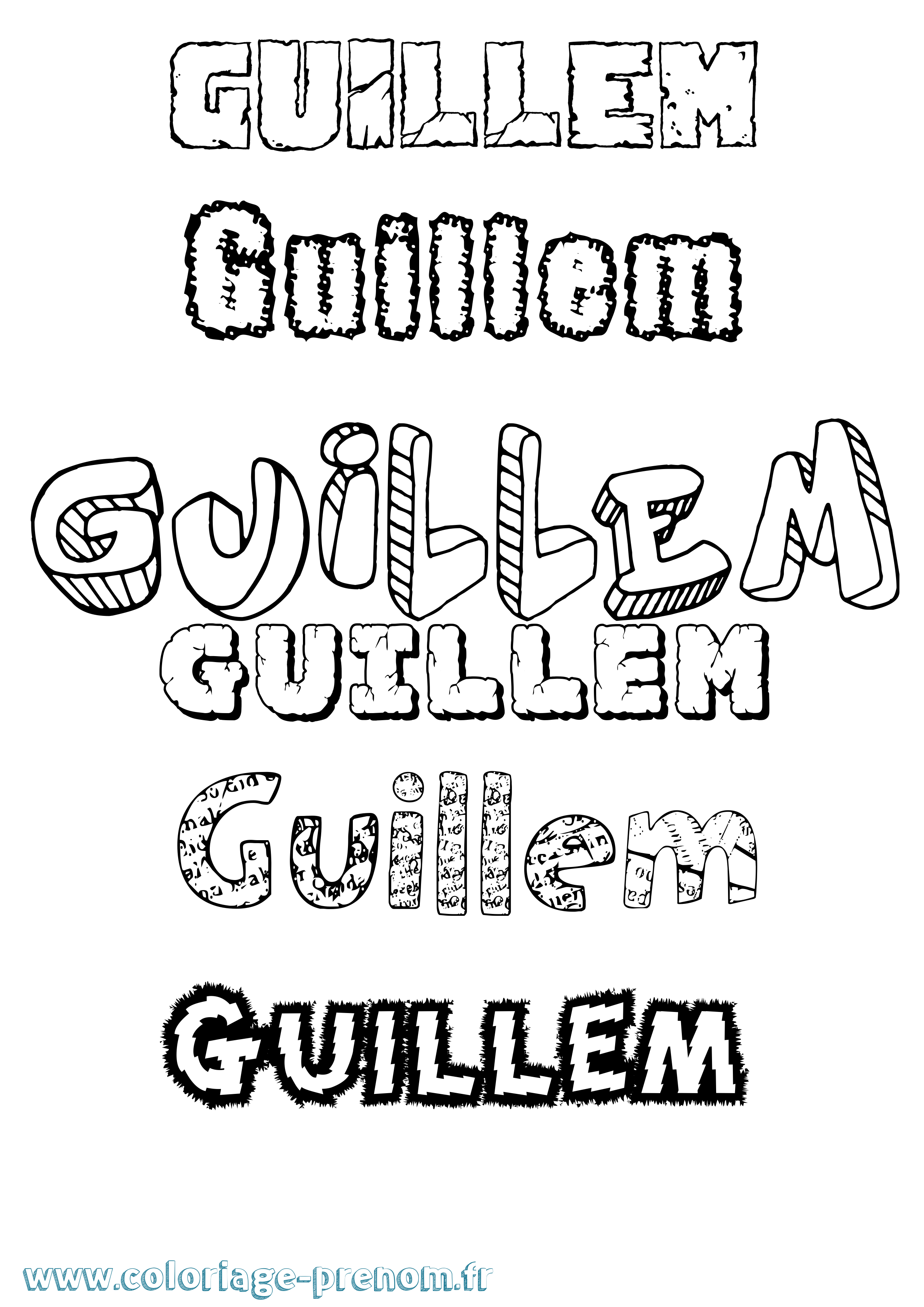 Coloriage Guillem Destructuré Coloriage prénom Guillem Destructuré