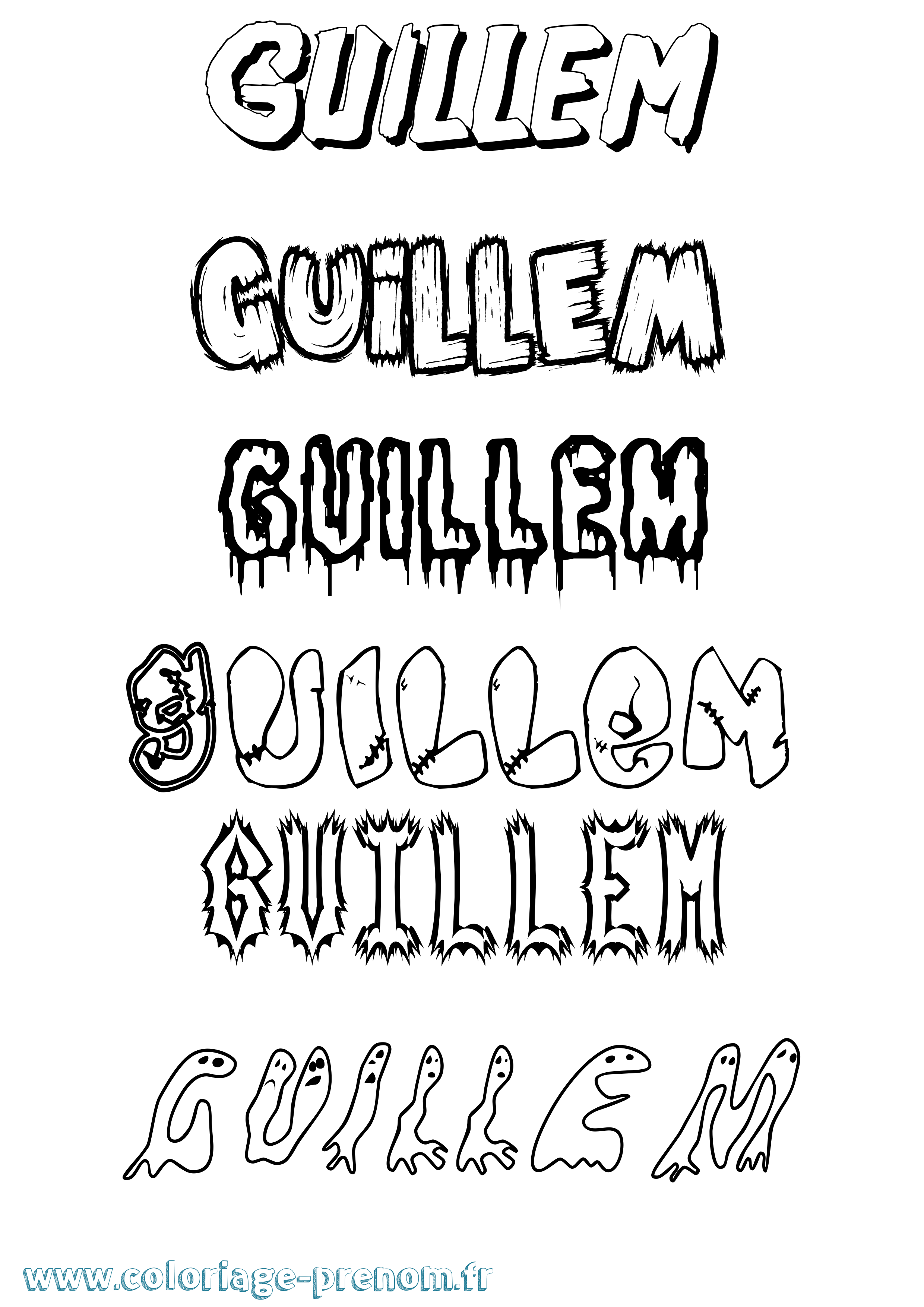 Coloriage Guillem Frisson Coloriage prénom Guillem Frisson