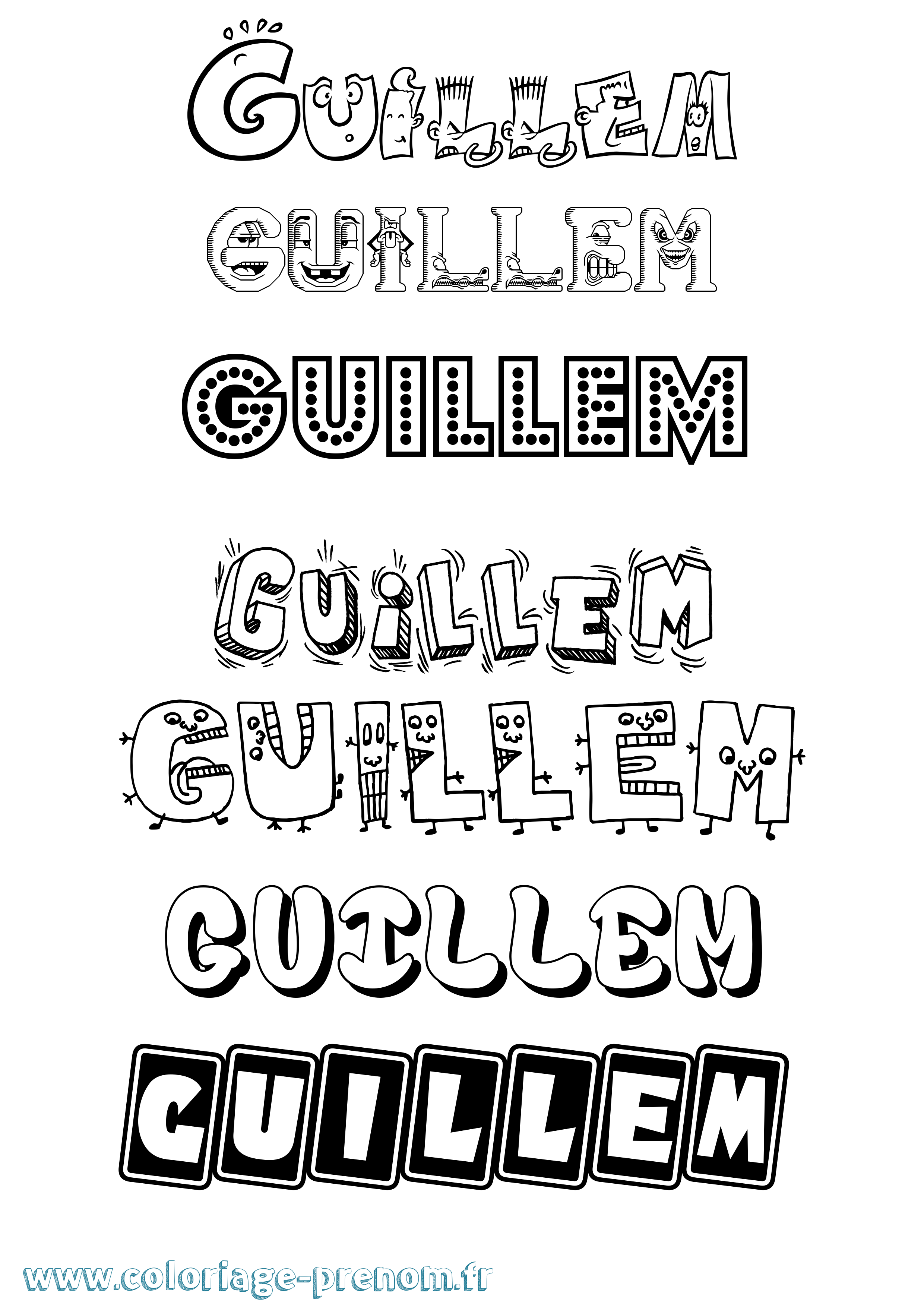 Coloriage Guillem Fun Coloriage prénom Guillem Fun