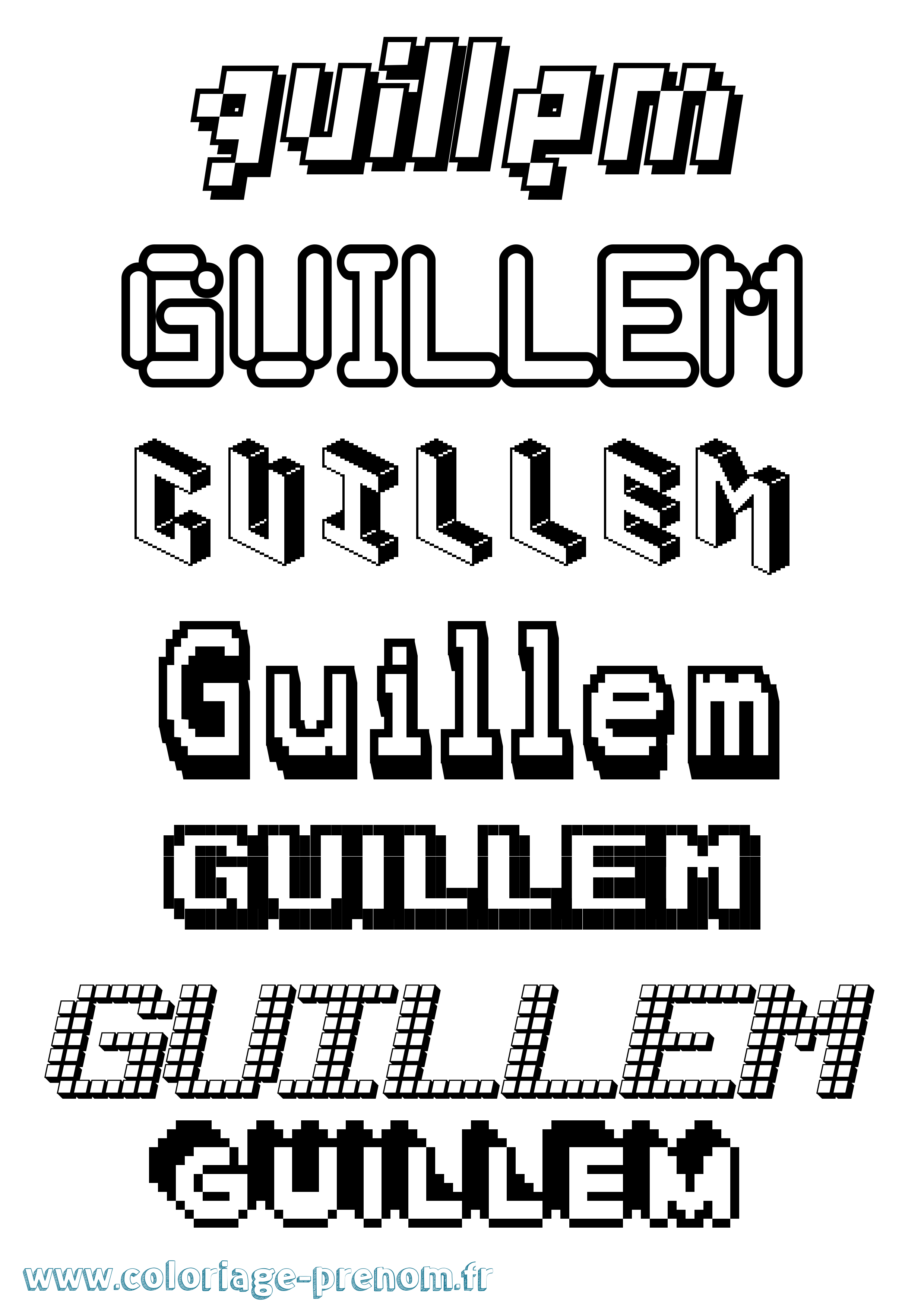 Coloriage Guillem Pixel Coloriage prénom Guillem Pixel