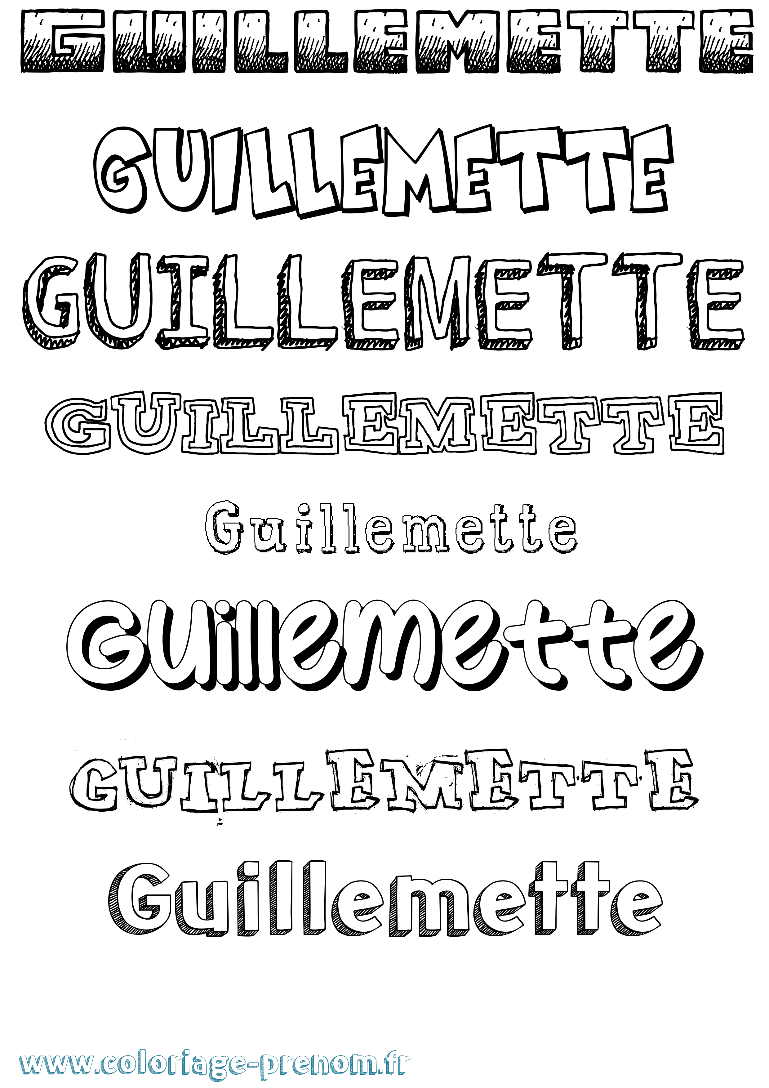 Coloriage prénom Guillemette Dessiné