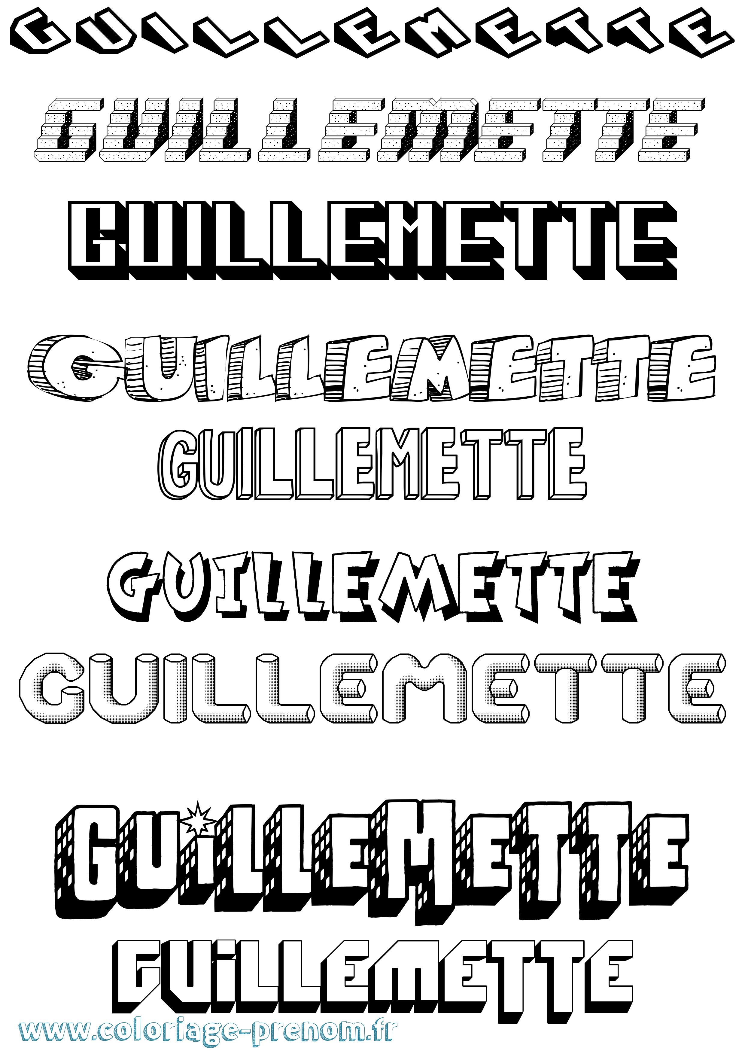 Coloriage prénom Guillemette