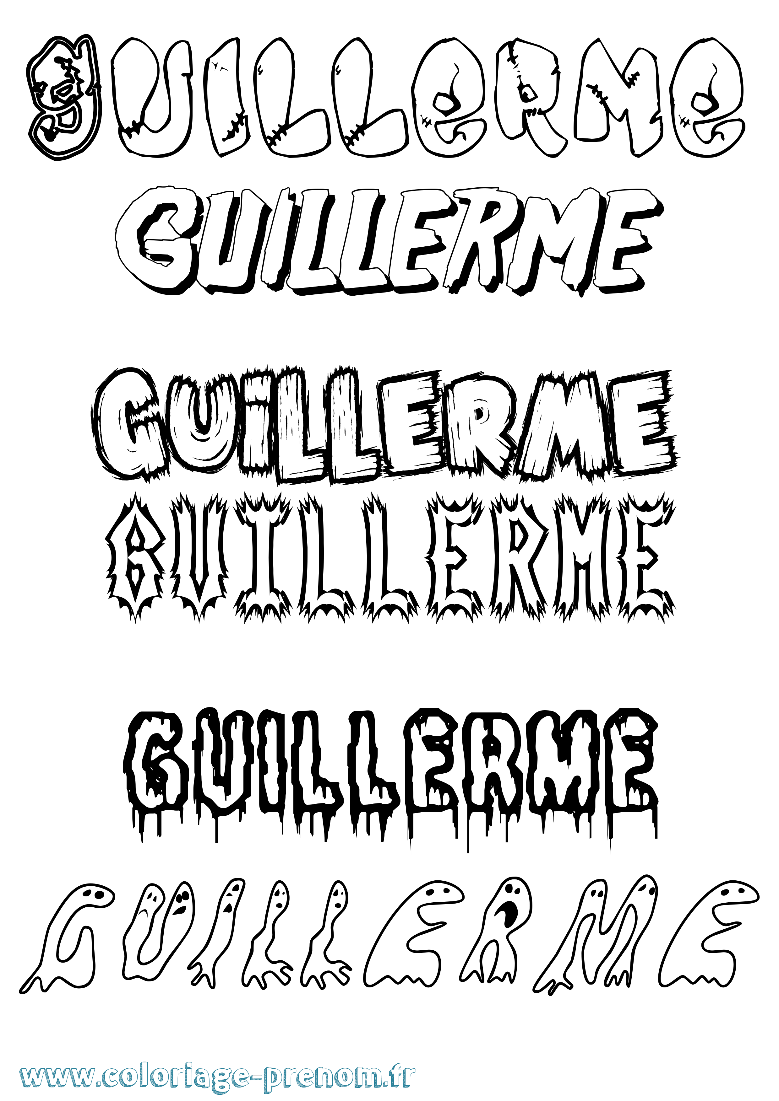 Coloriage prénom Guillerme Frisson