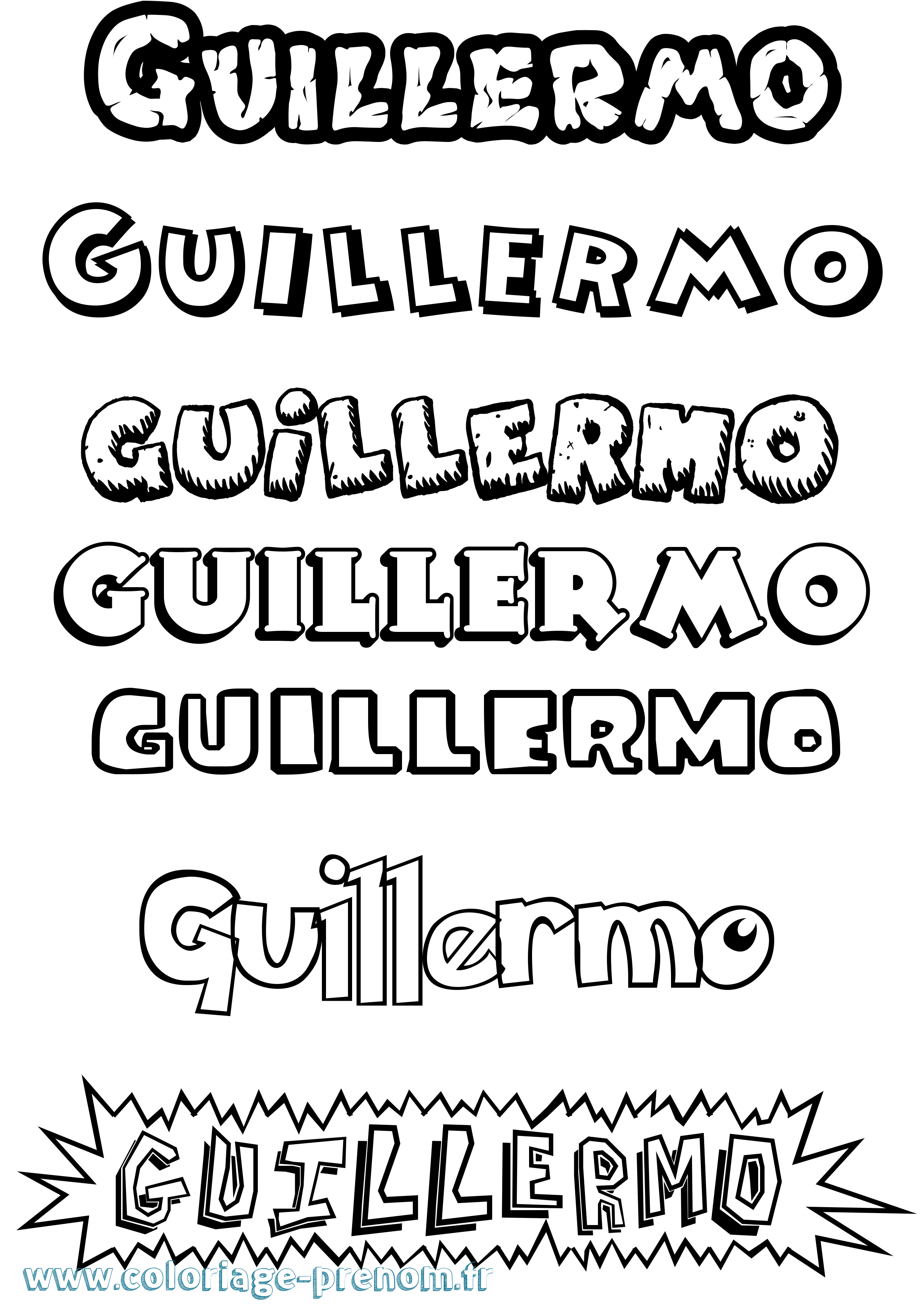 Coloriage prénom Guillermo Dessin Animé