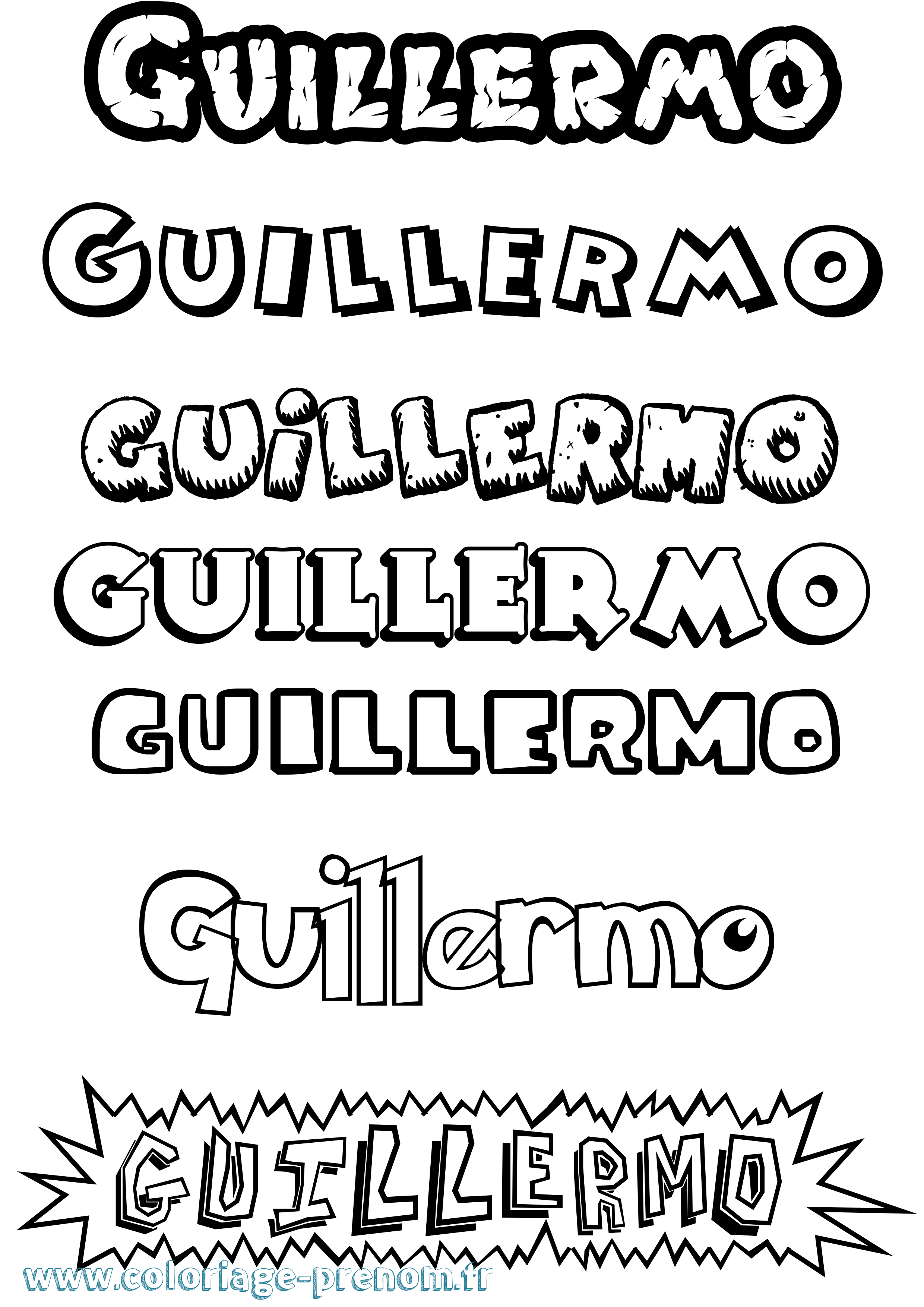 Coloriage Guillermo Dessin Animé Coloriage prénom Guillermo Dessin Animé
