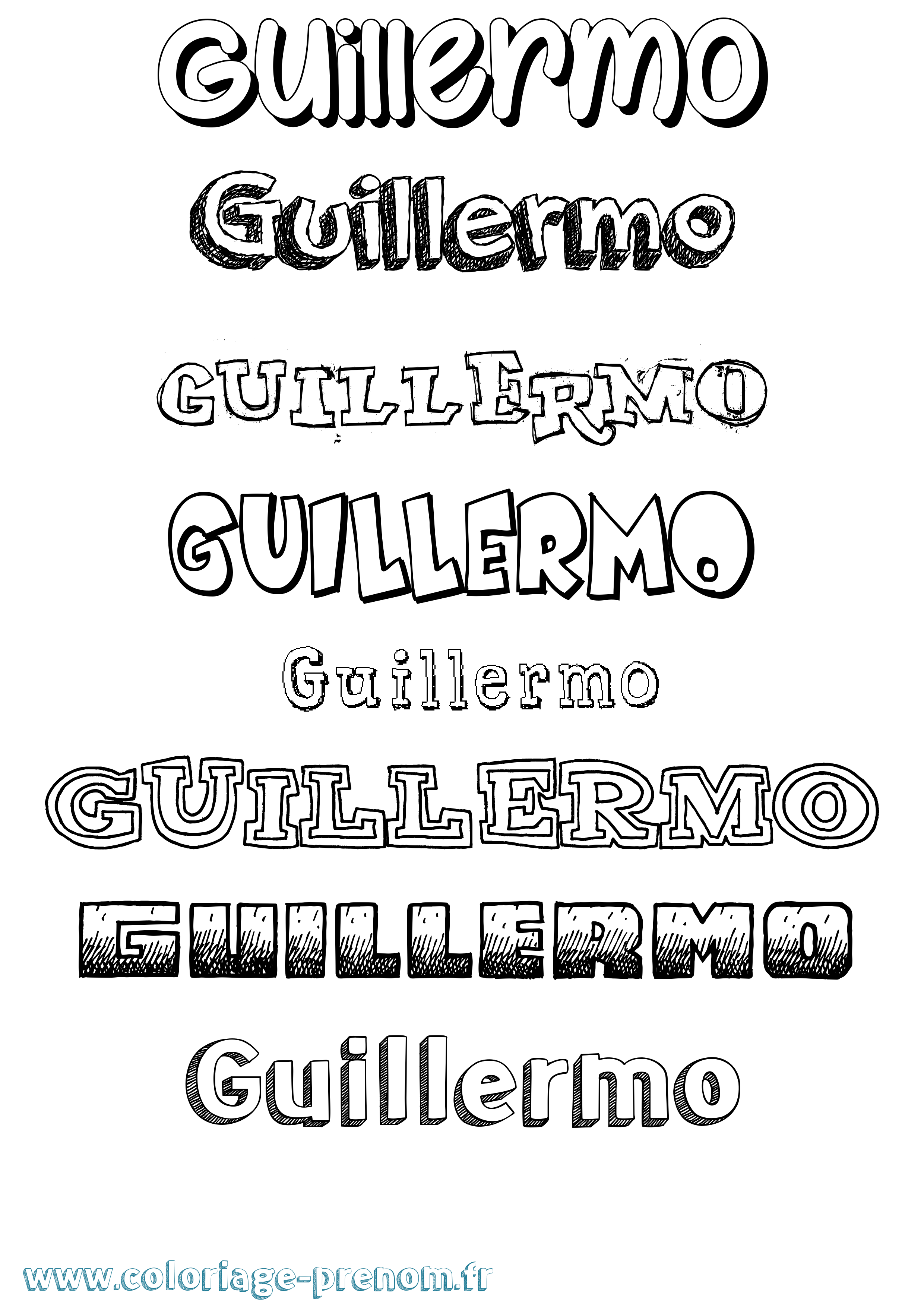 Coloriage Guillermo Dessiné Coloriage prénom Guillermo Dessiné