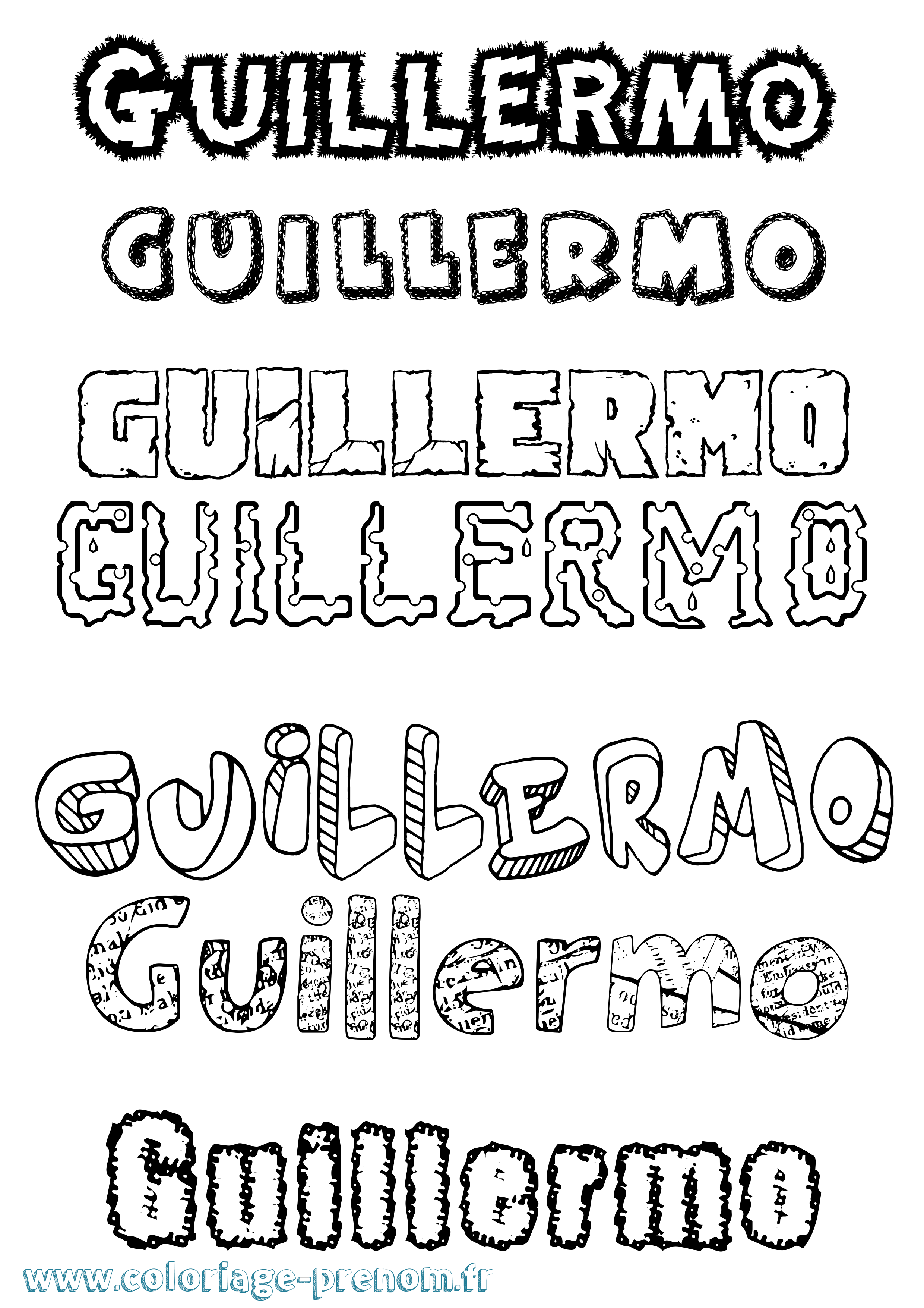 Coloriage prénom Guillermo Destructuré