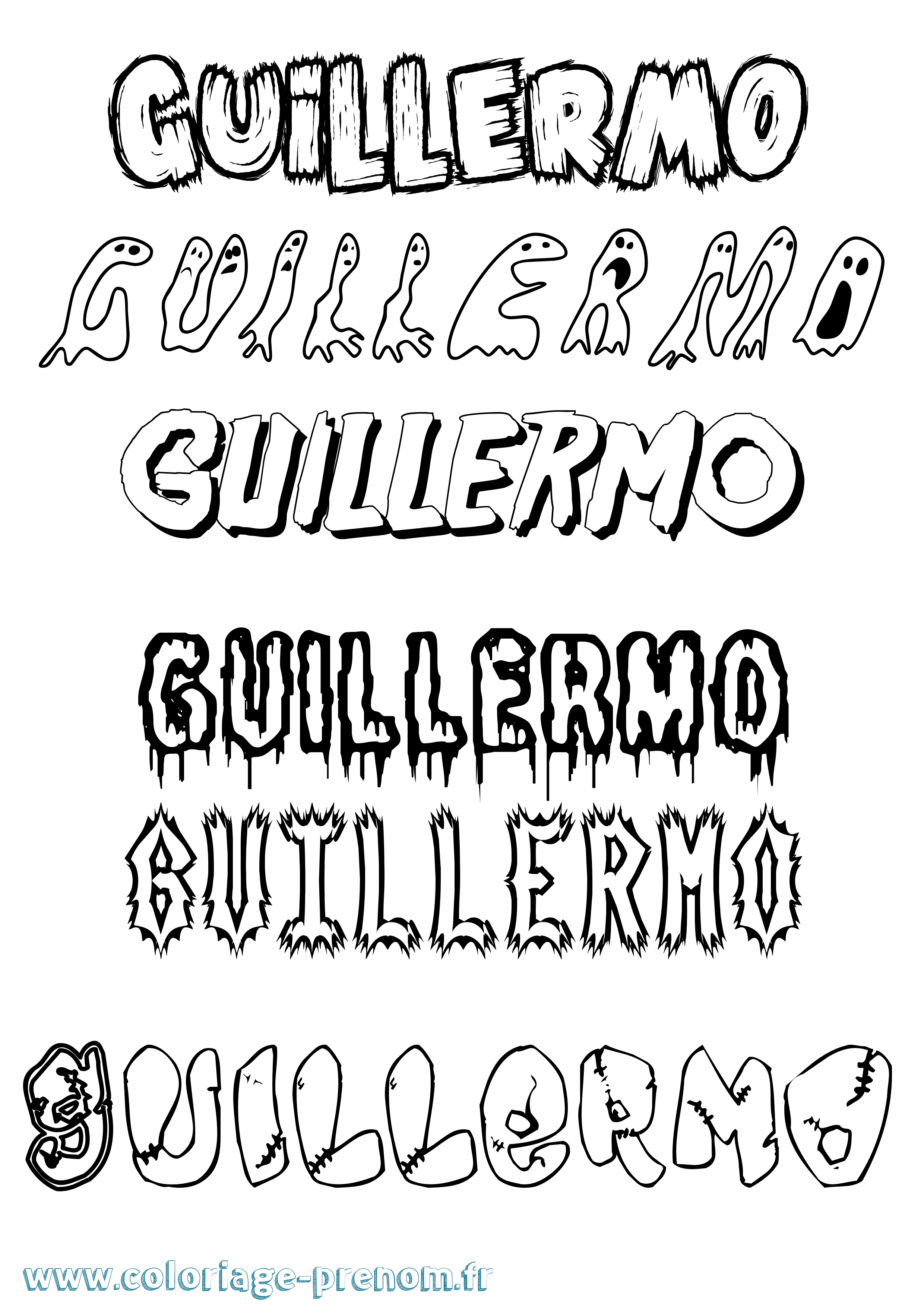 Coloriage Guillermo Frisson Coloriage prénom Guillermo Frisson