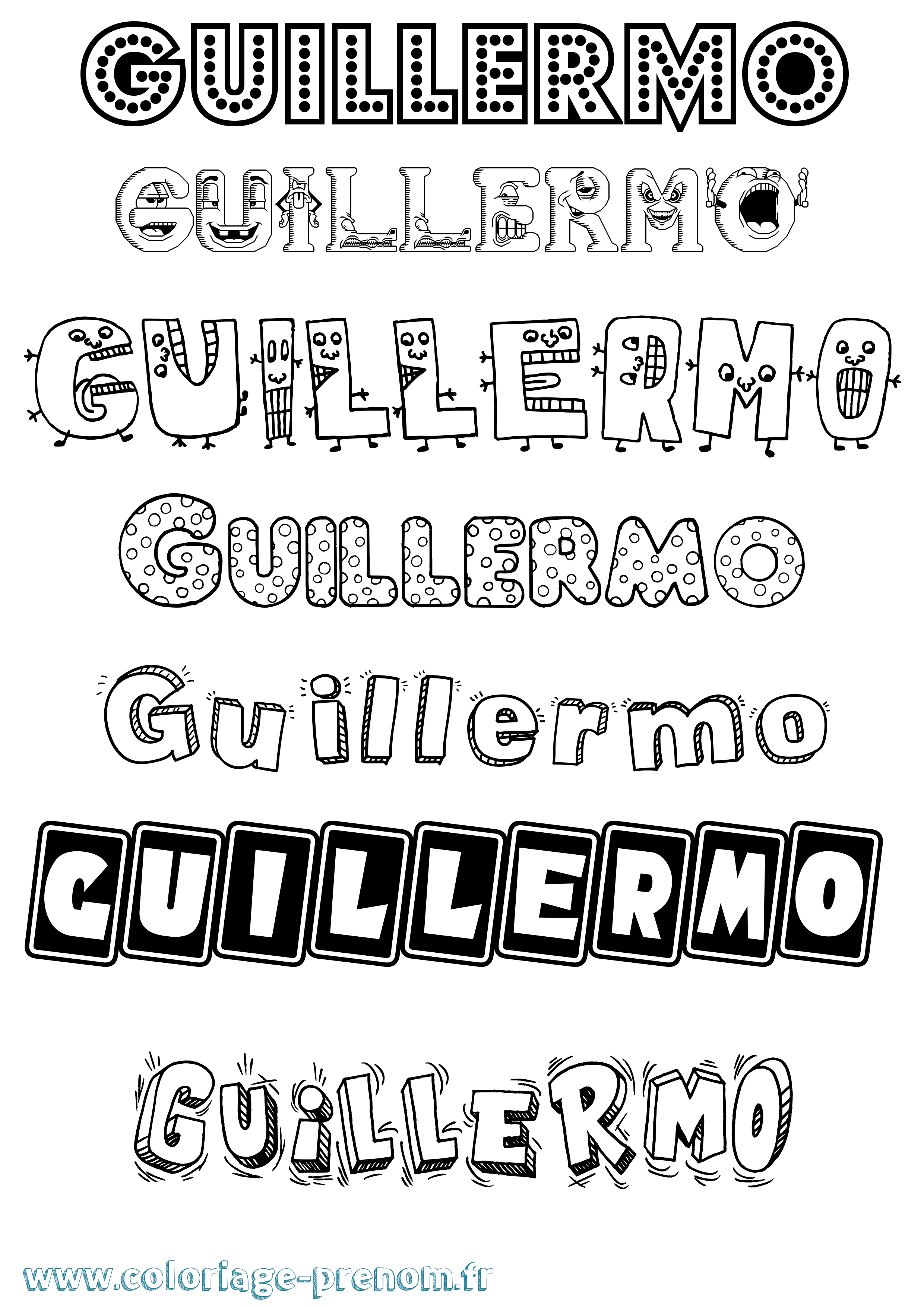 Coloriage prénom Guillermo Fun