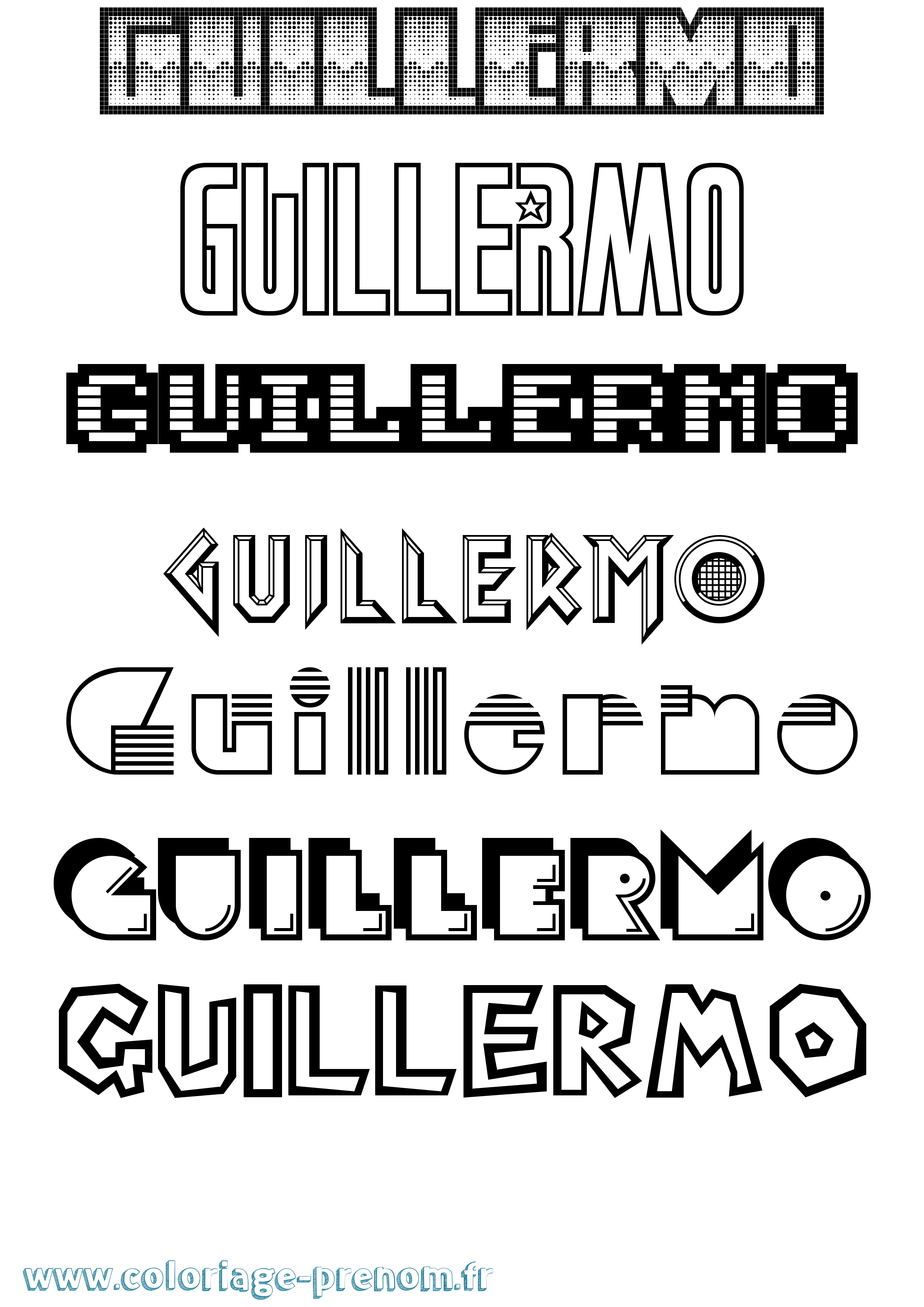 Coloriage prénom Guillermo Jeux Vidéos