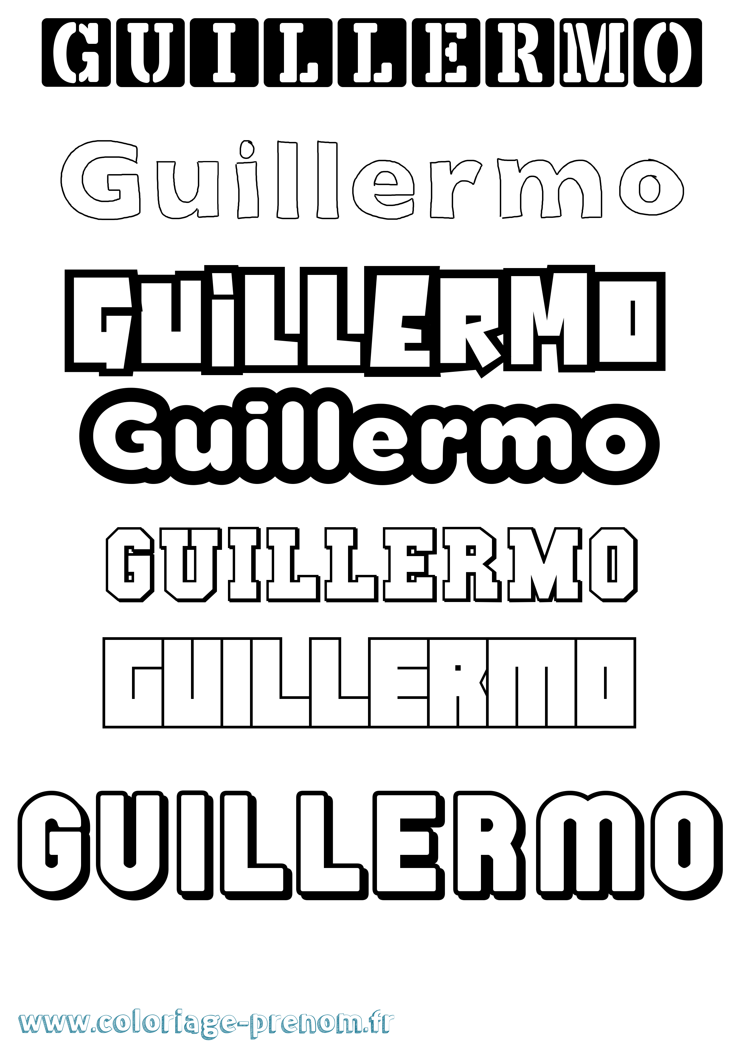 Coloriage prénom Guillermo Simple