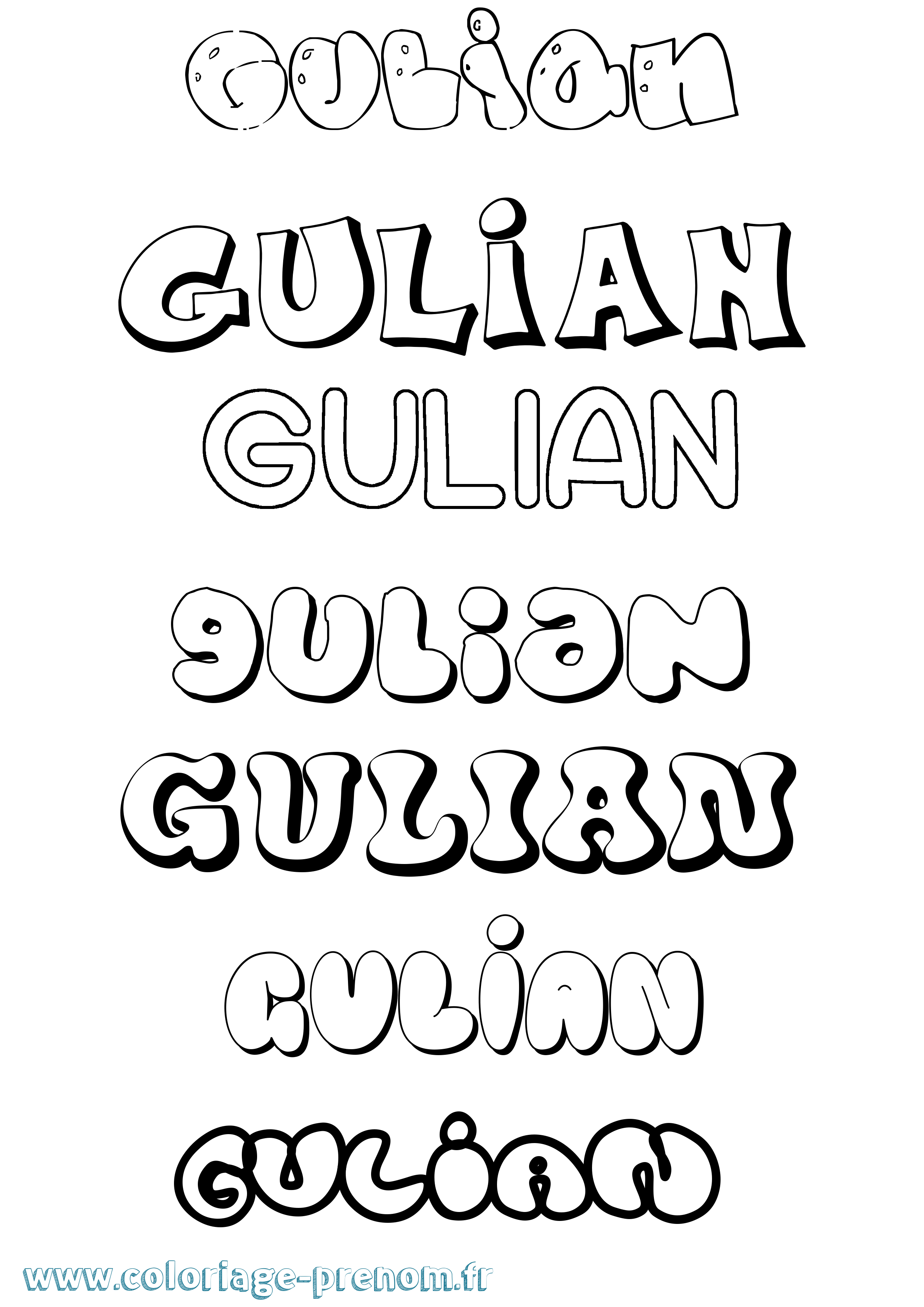 Coloriage Gulian Bubble Coloriage prénom Gulian Bubble