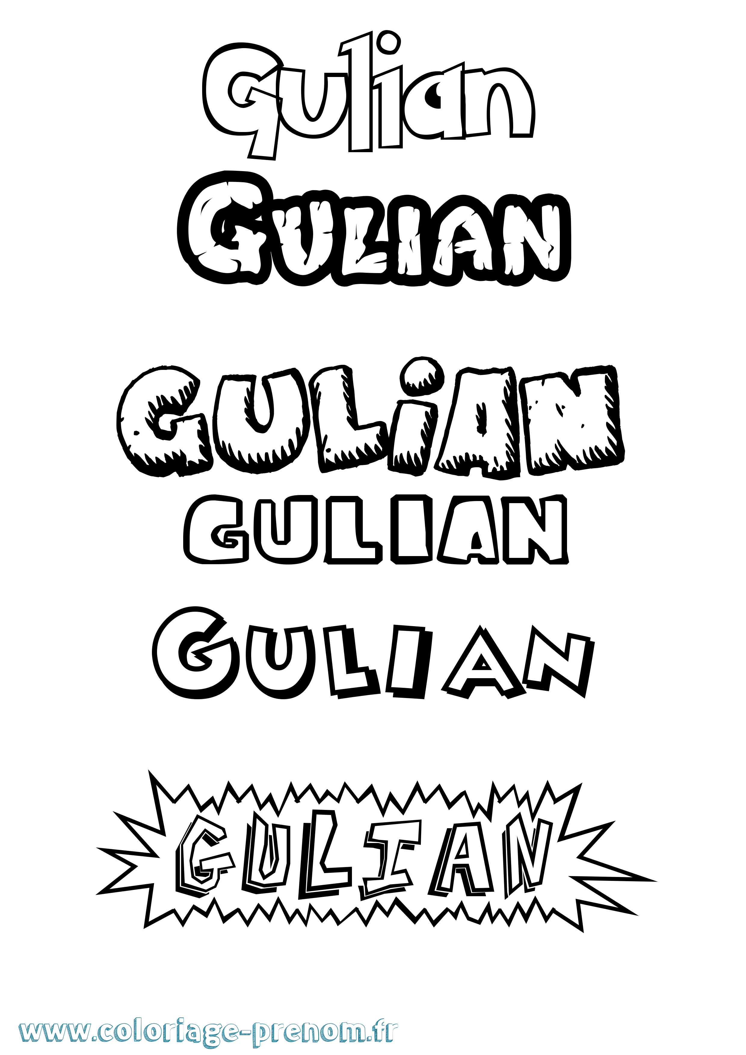 Coloriage Gulian Dessin Animé Coloriage prénom Gulian Dessin Animé