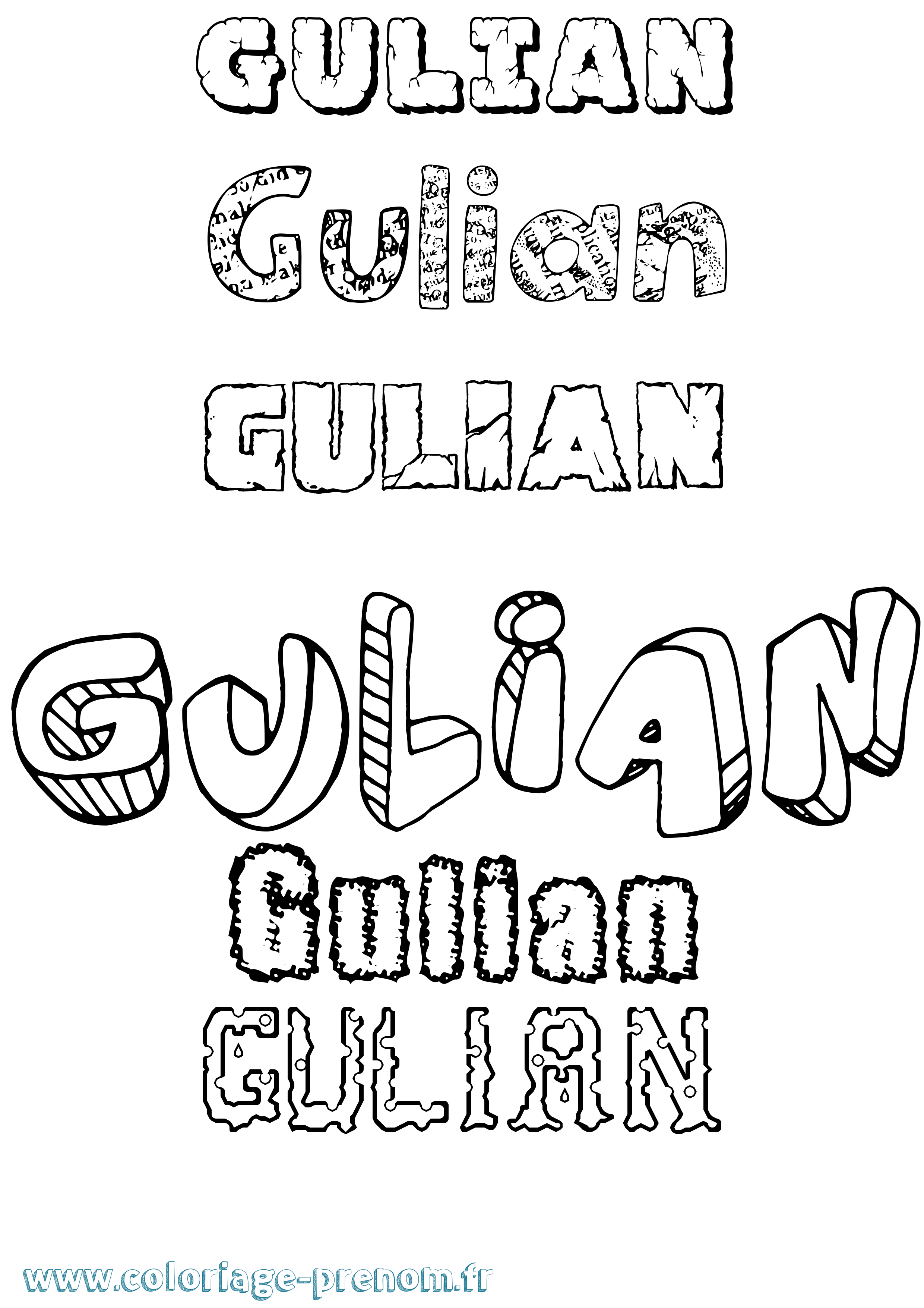 Coloriage Gulian Destructuré Coloriage prénom Gulian Destructuré