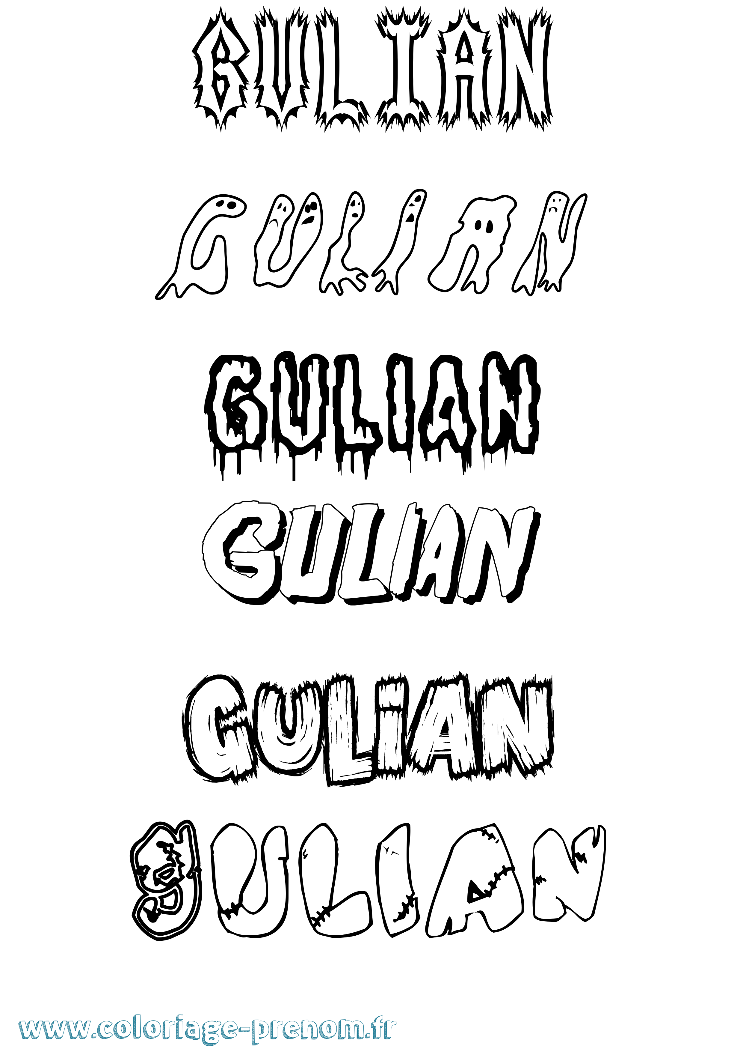 Coloriage Gulian Frisson Coloriage prénom Gulian Frisson