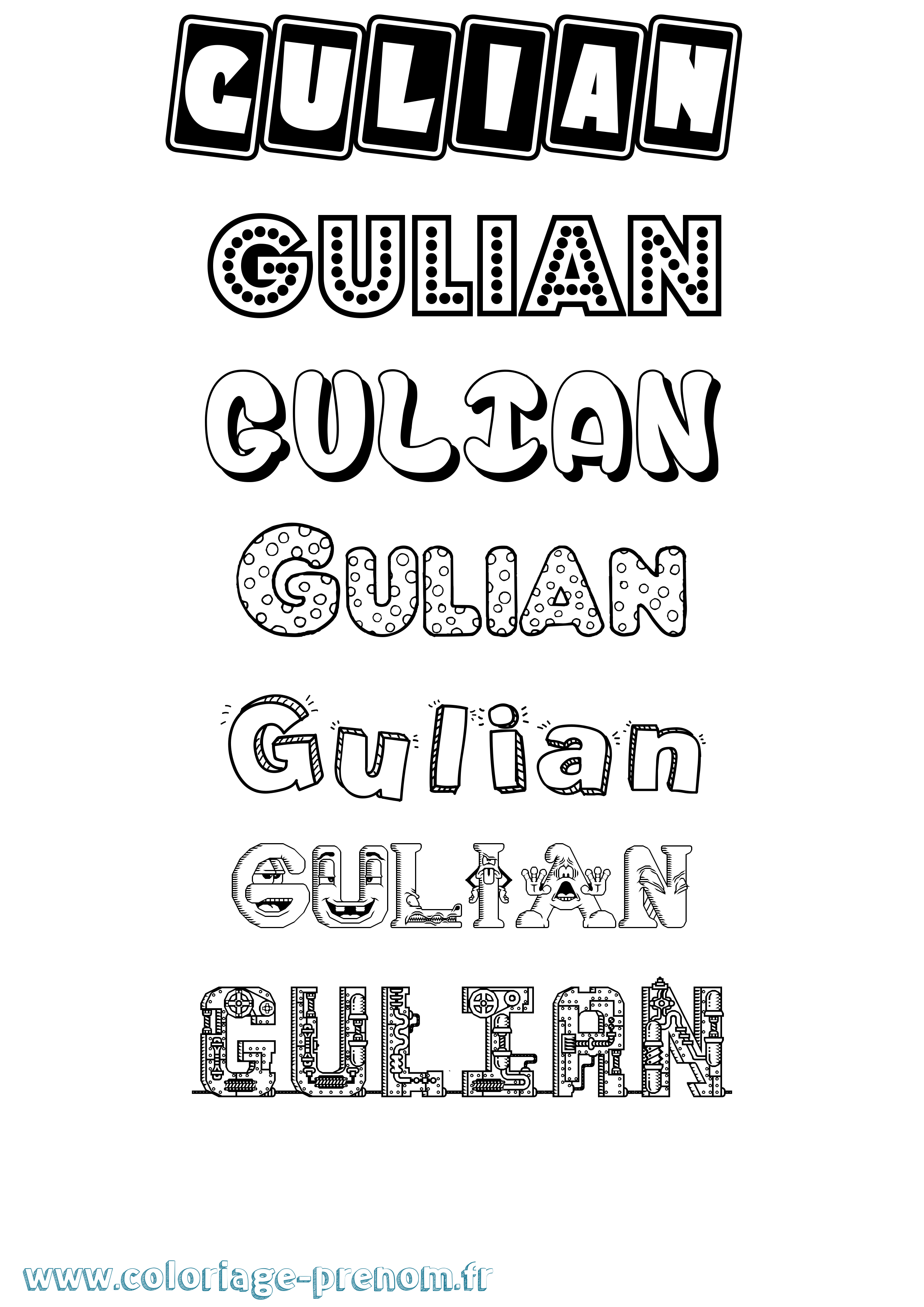 Coloriage Gulian Fun Coloriage prénom Gulian Fun
