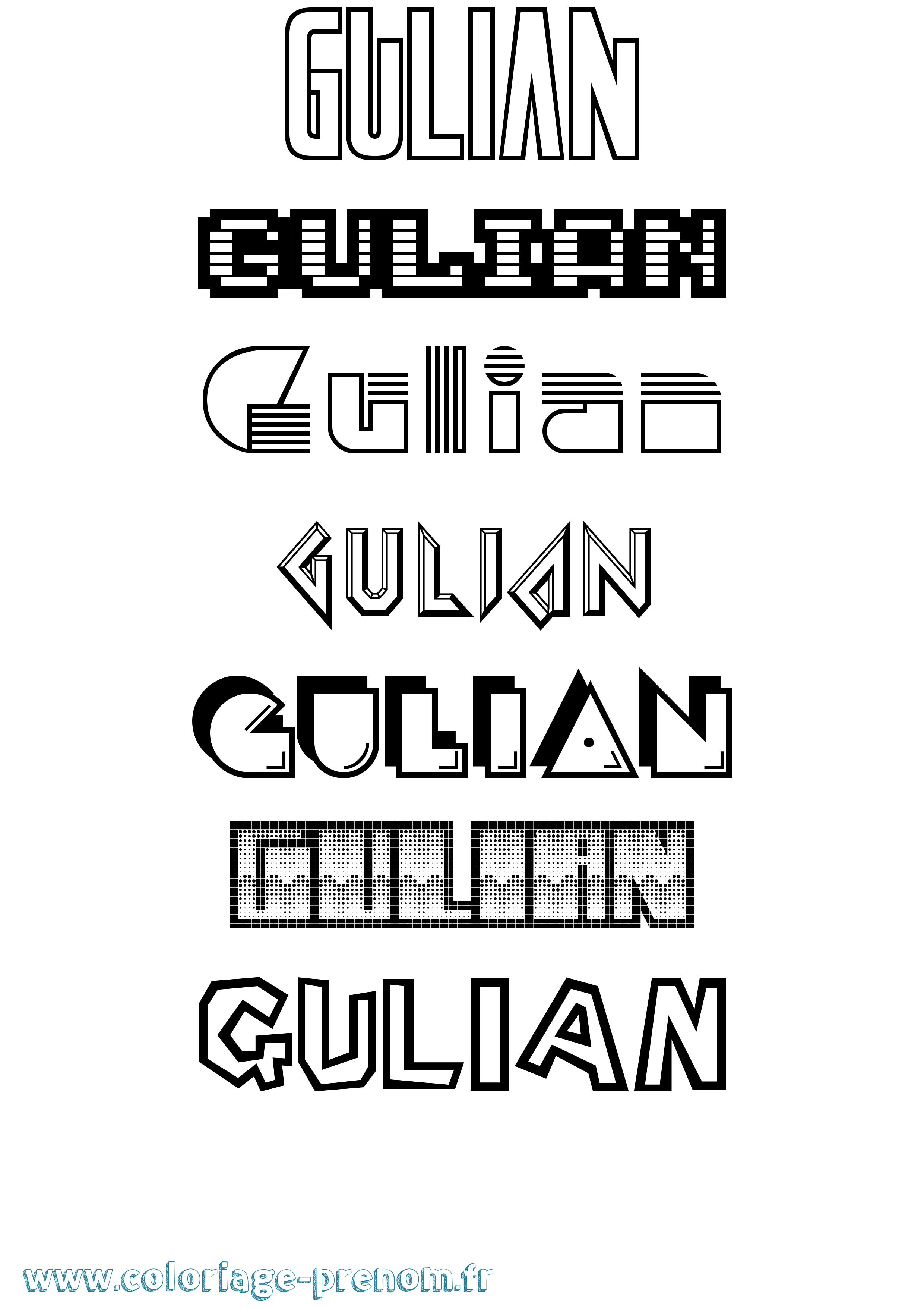 Coloriage Gulian Jeux Vidéos Coloriage prénom Gulian Jeux Vidéos