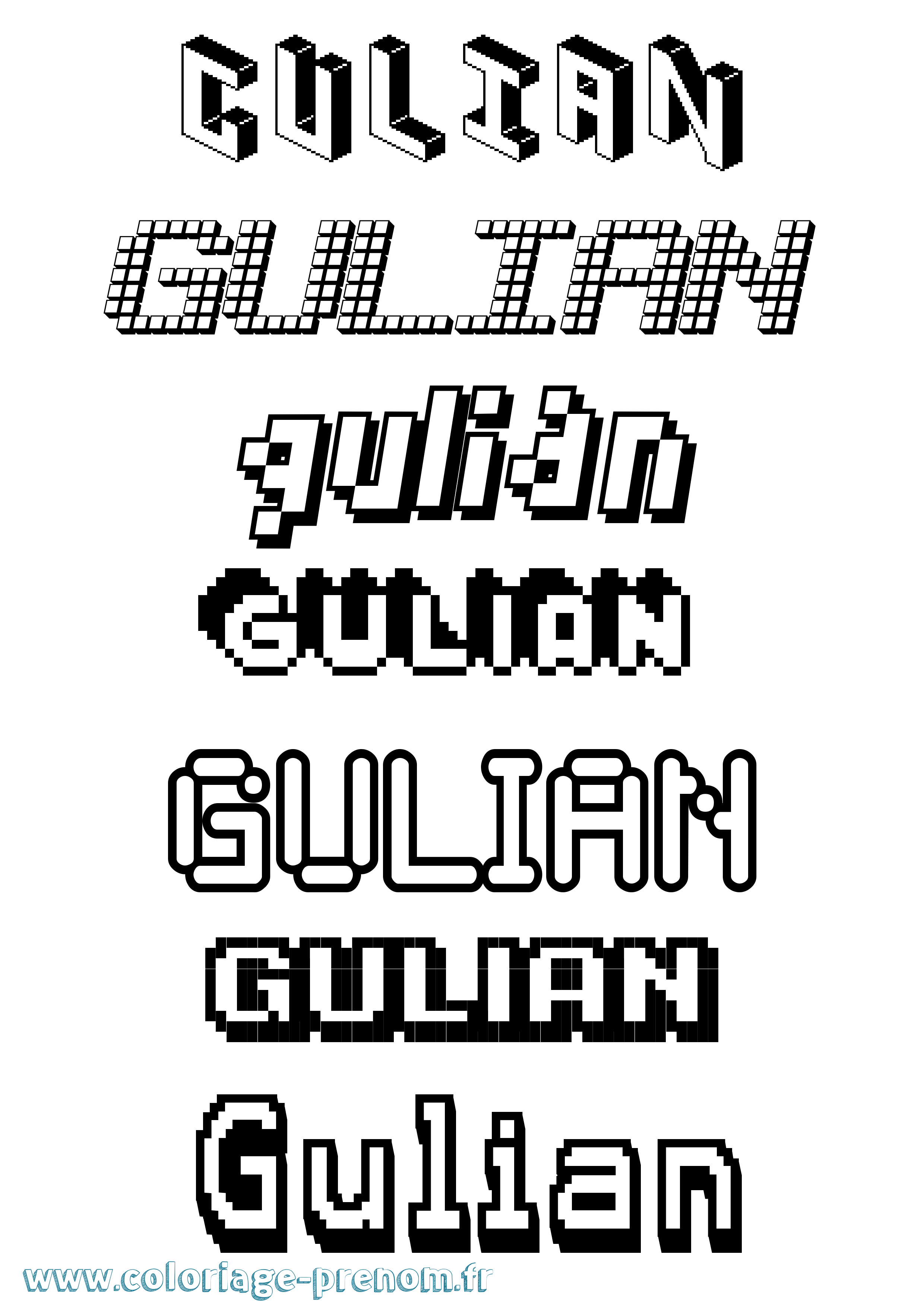 Coloriage Gulian Pixel Coloriage prénom Gulian Pixel