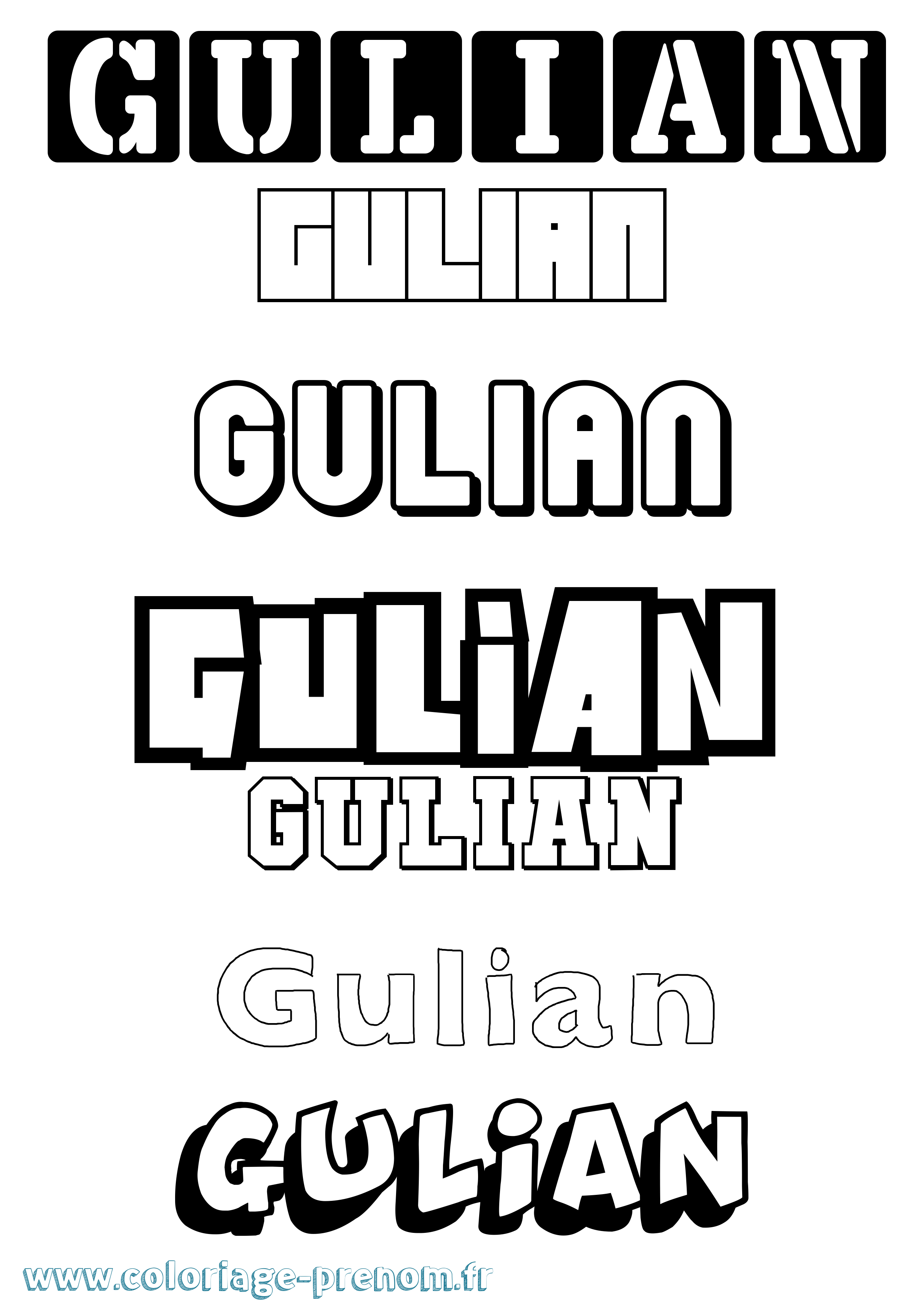 Coloriage Gulian Simple Coloriage prénom Gulian Simple