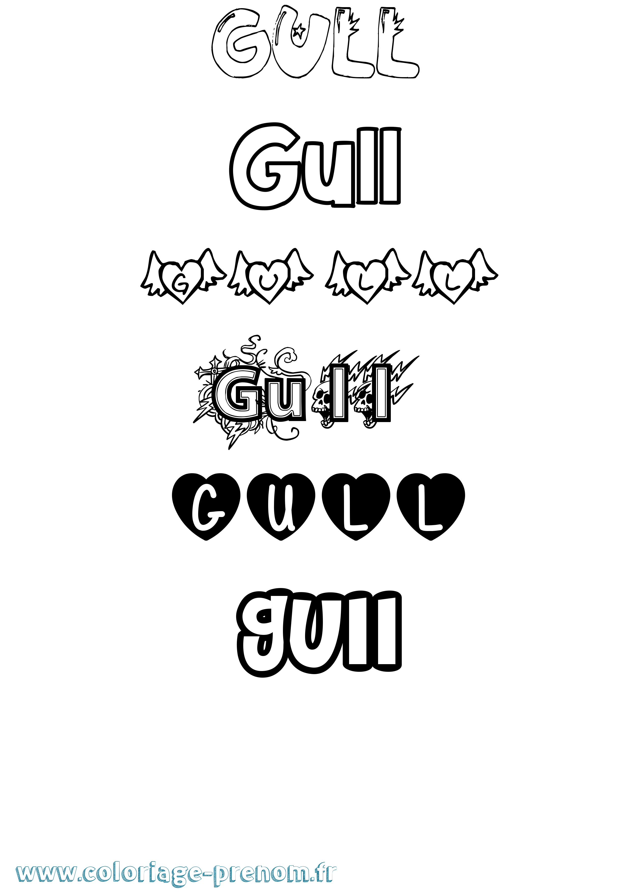 Coloriage prénom Gull Girly