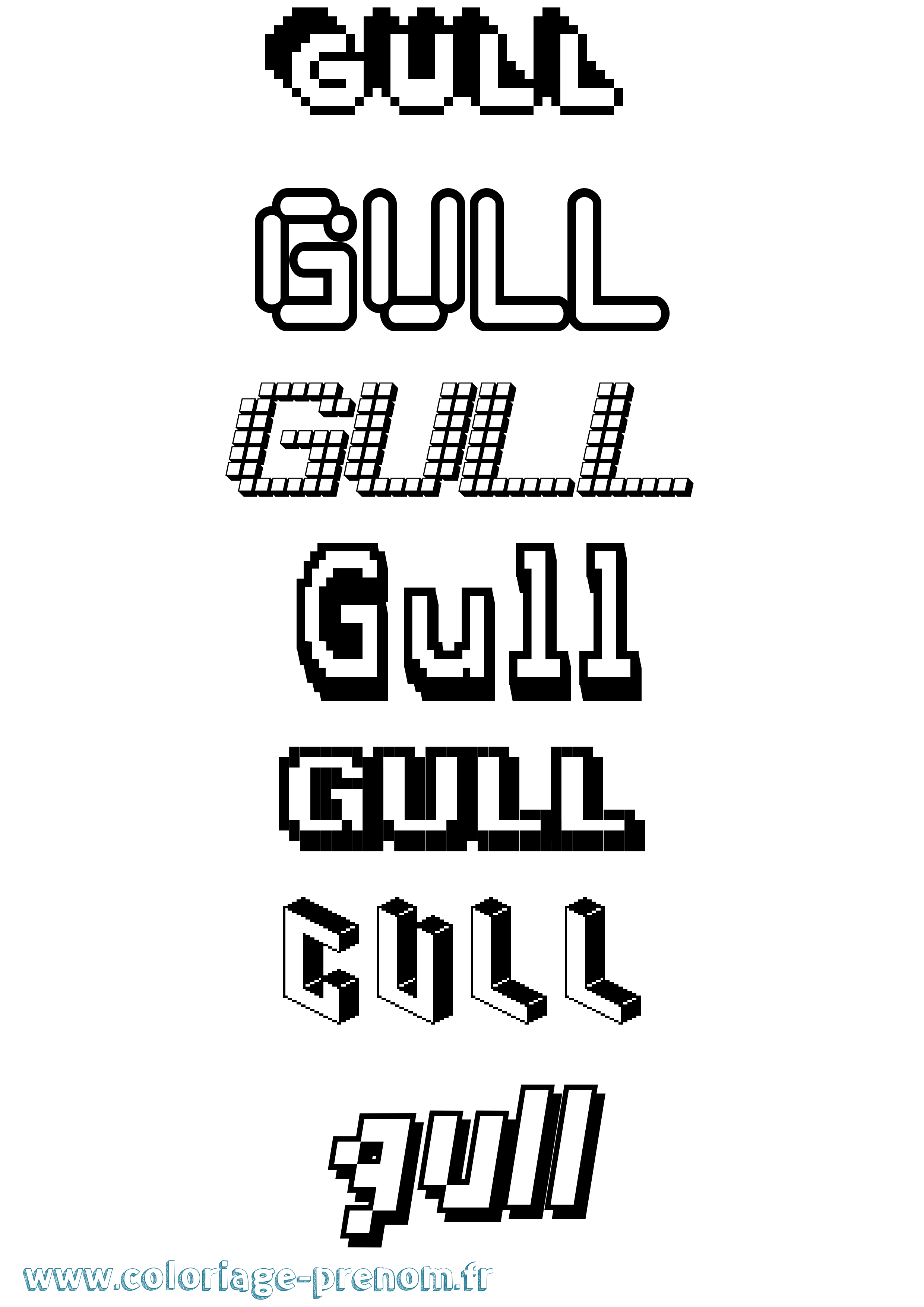 Coloriage prénom Gull Pixel