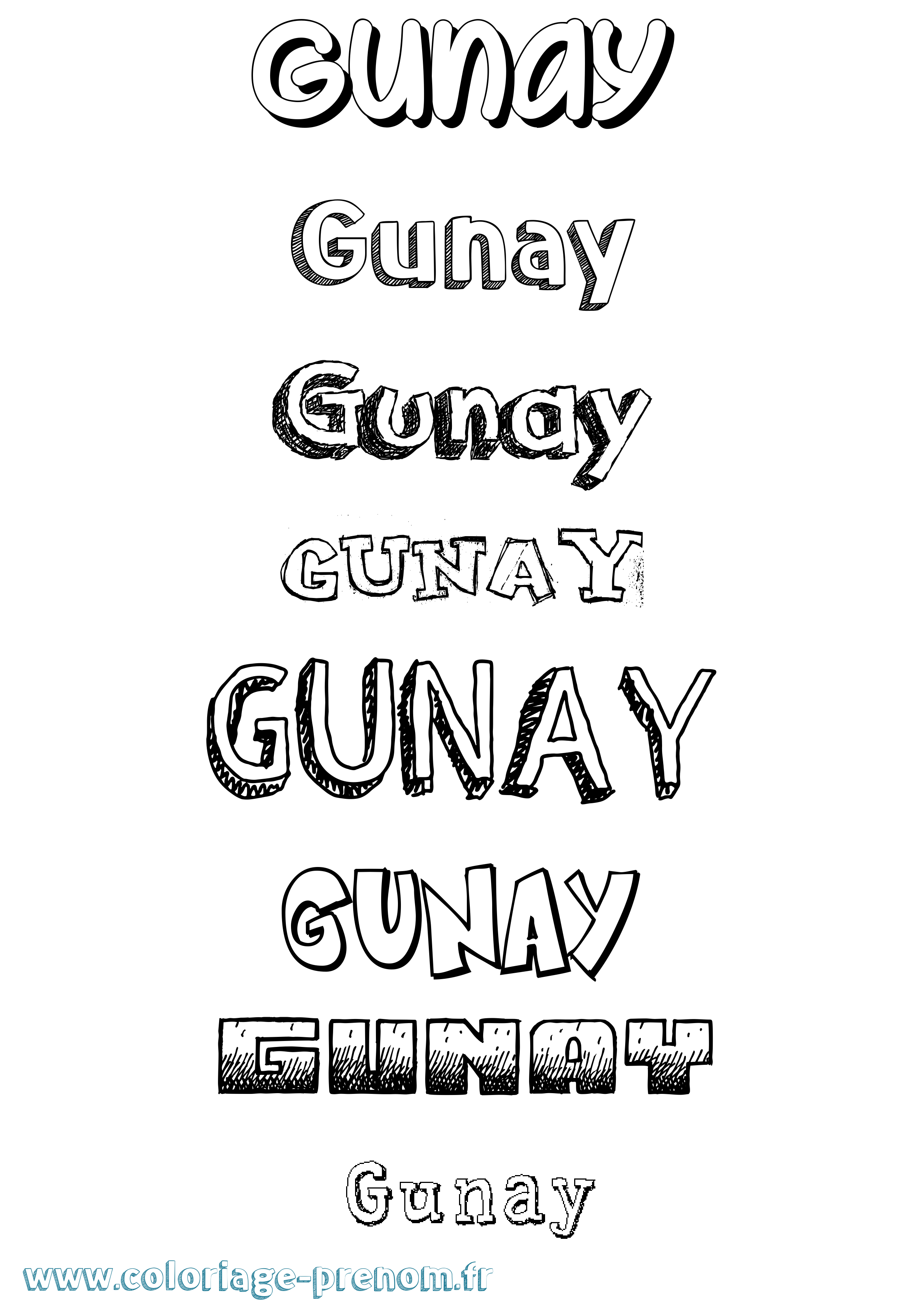 Coloriage prénom Gunay Dessiné