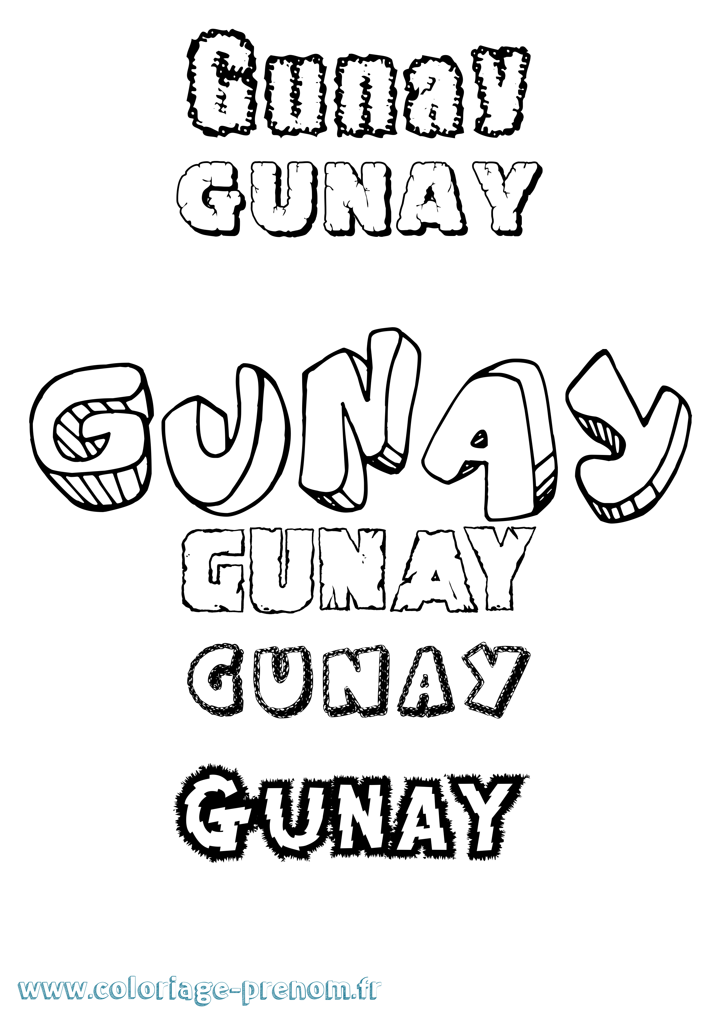 Coloriage prénom Gunay Destructuré