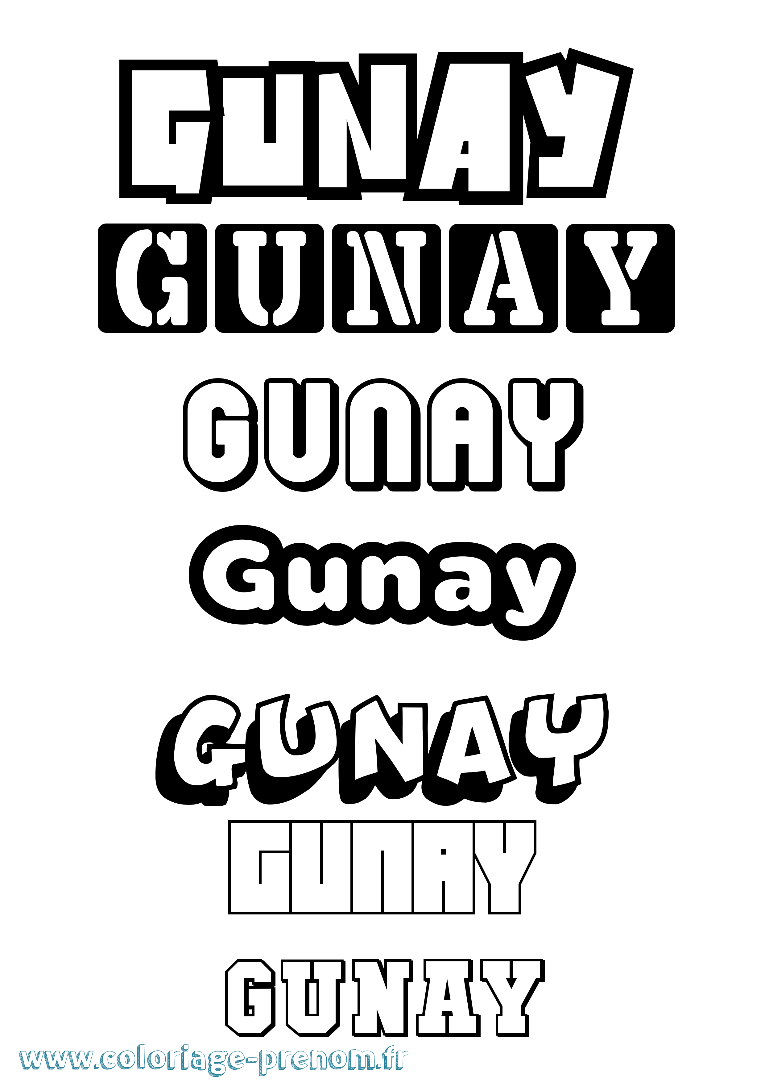 Coloriage prénom Gunay Simple