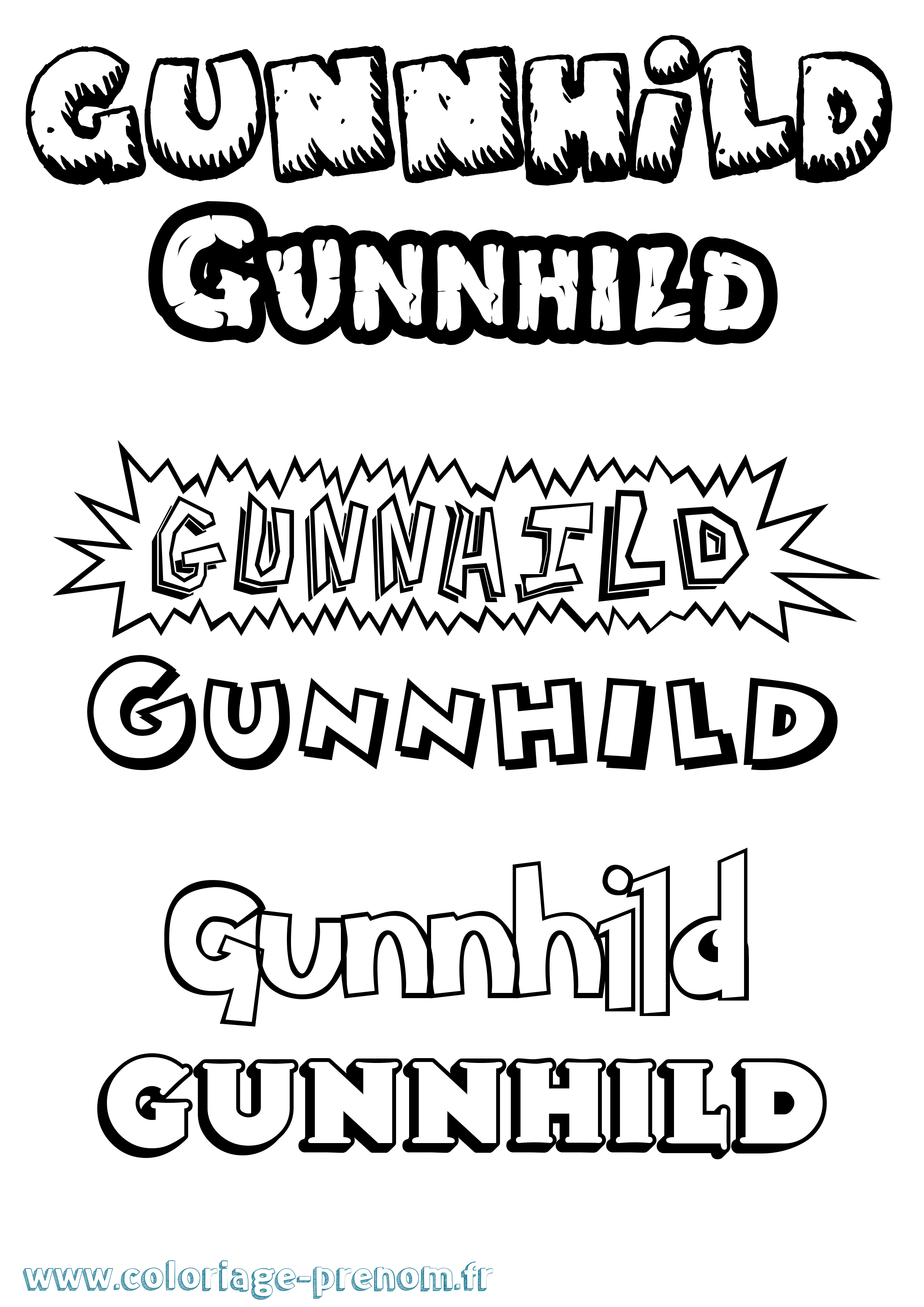 Coloriage prénom Gunnhild Dessin Animé