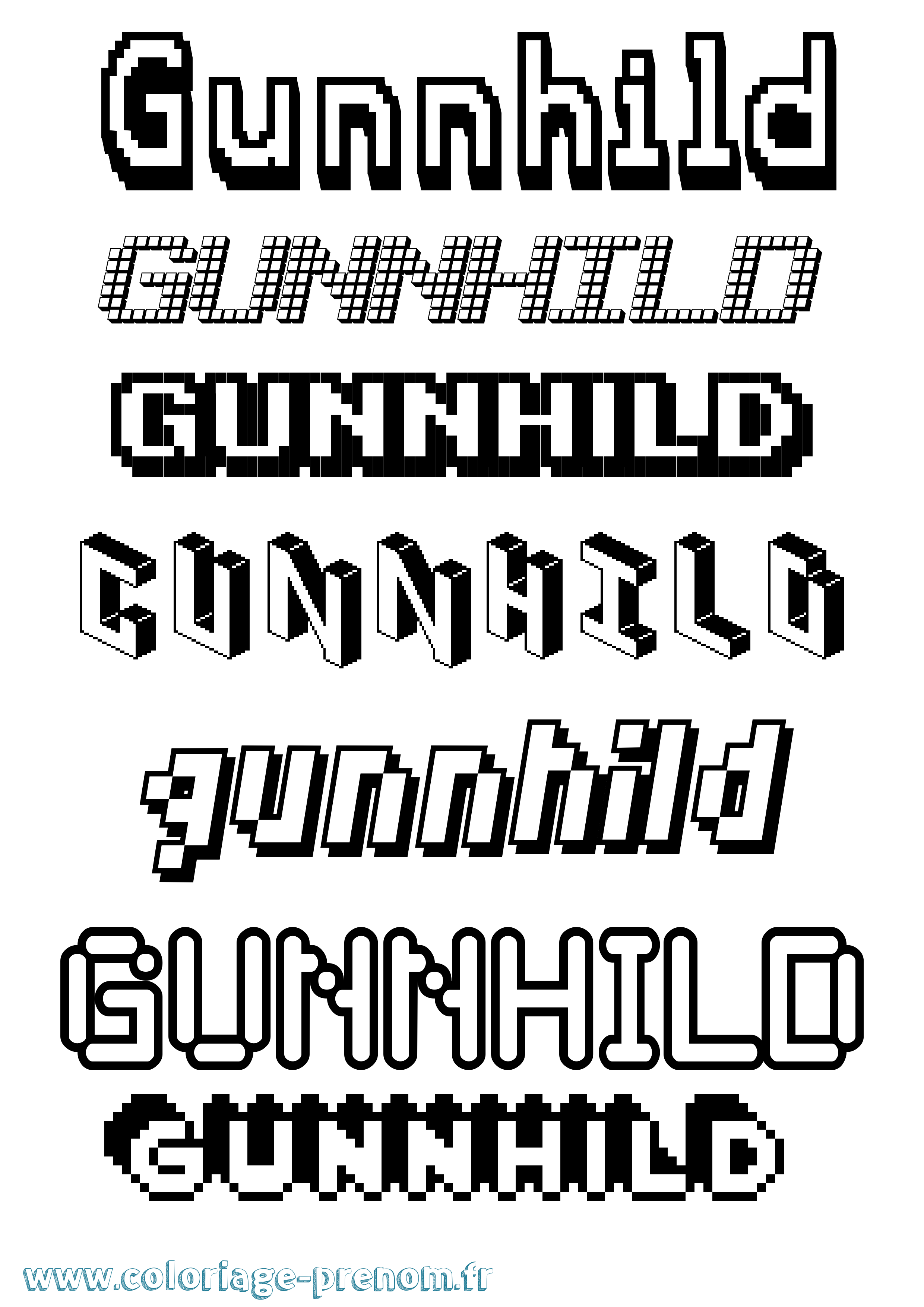 Coloriage prénom Gunnhild Pixel