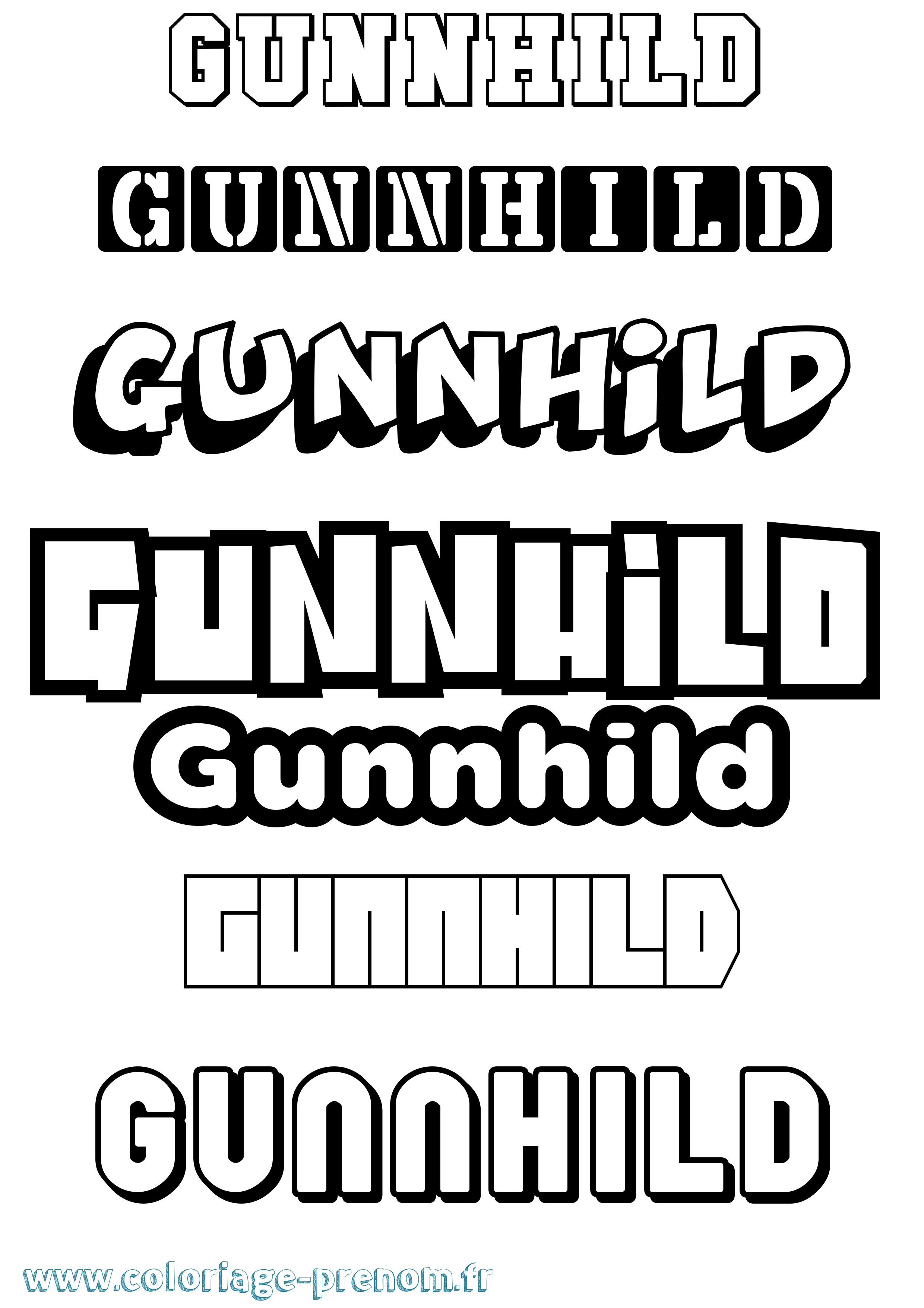 Coloriage prénom Gunnhild Simple