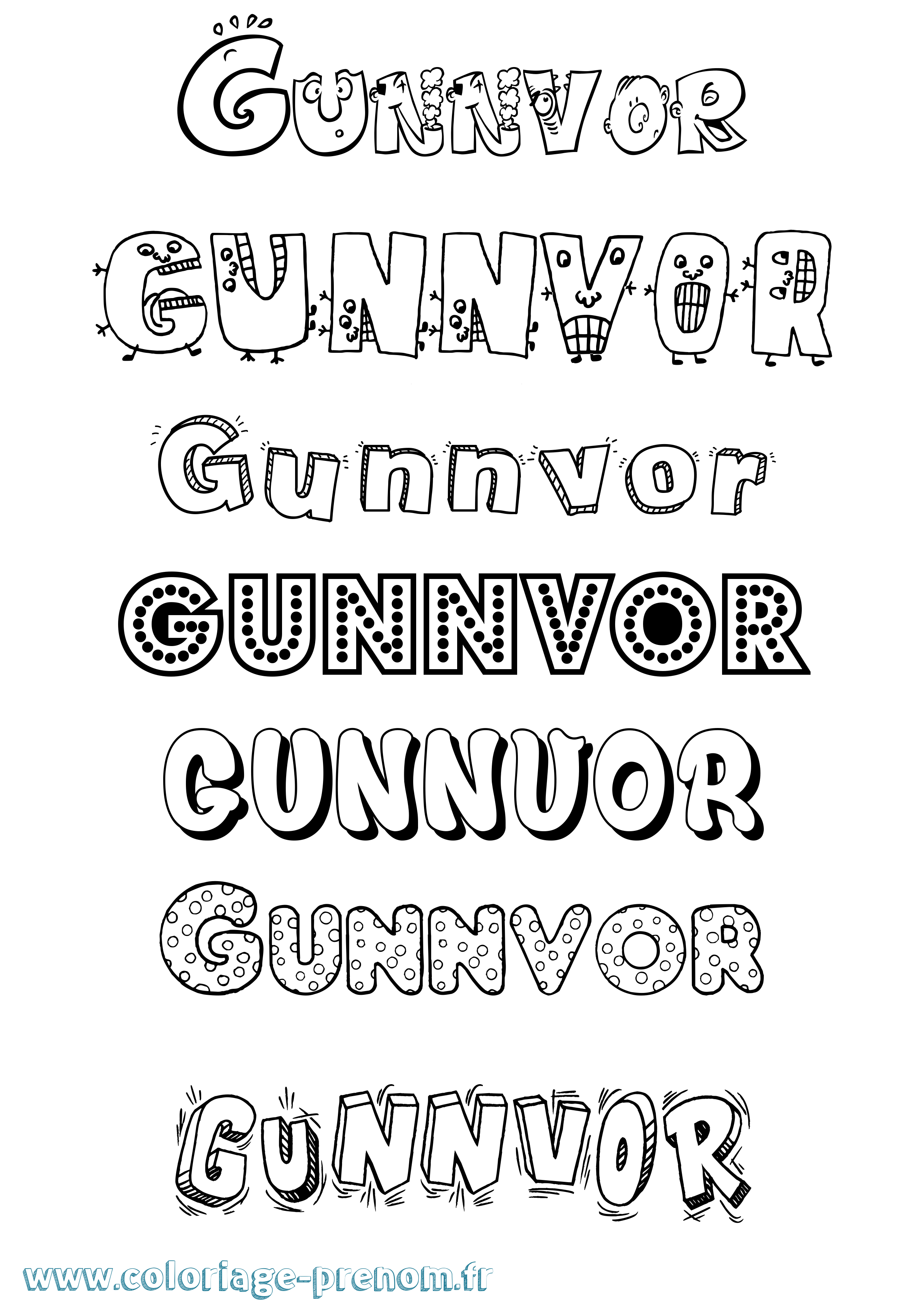 Coloriage prénom Gunnvor Fun