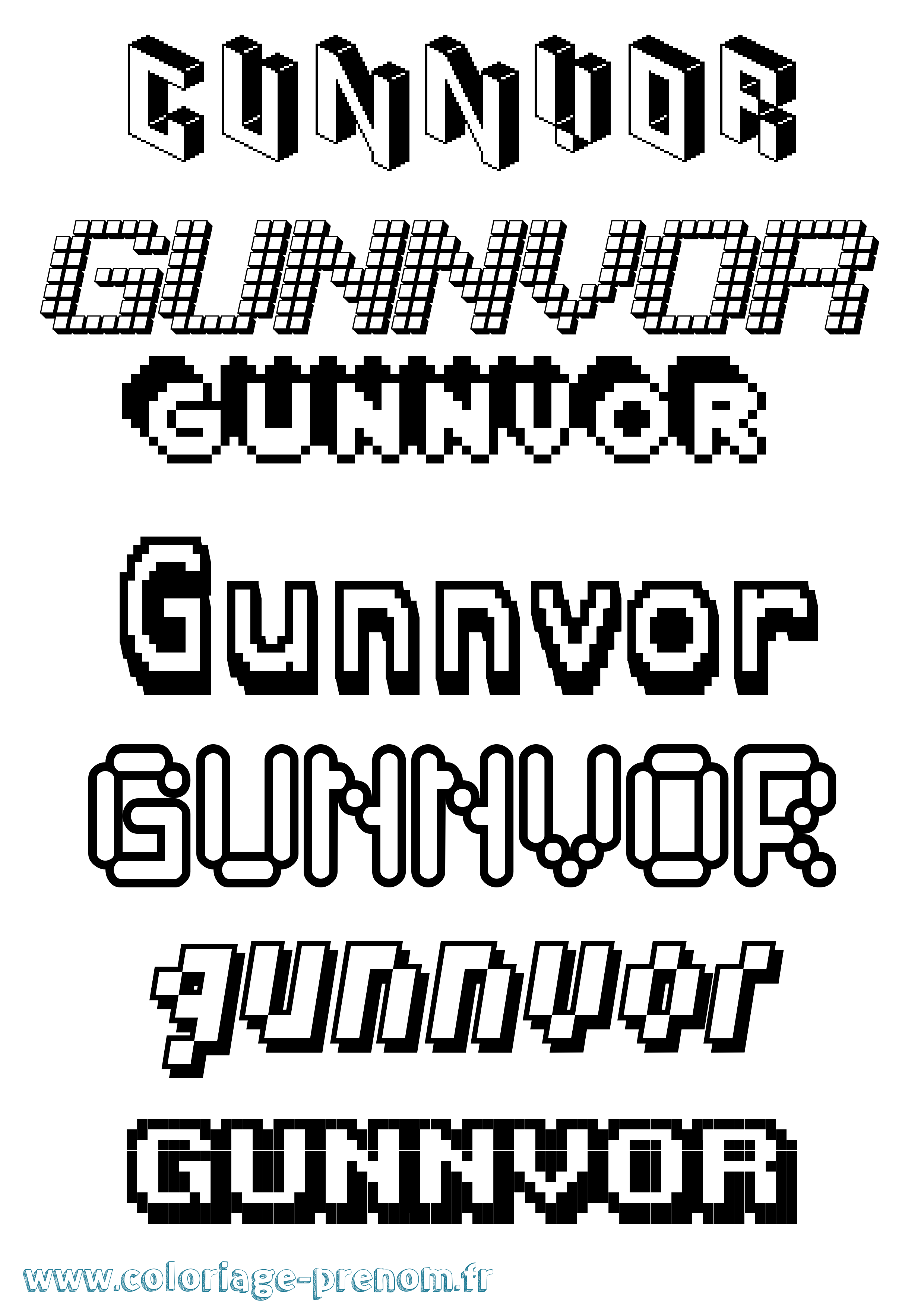 Coloriage prénom Gunnvor Pixel
